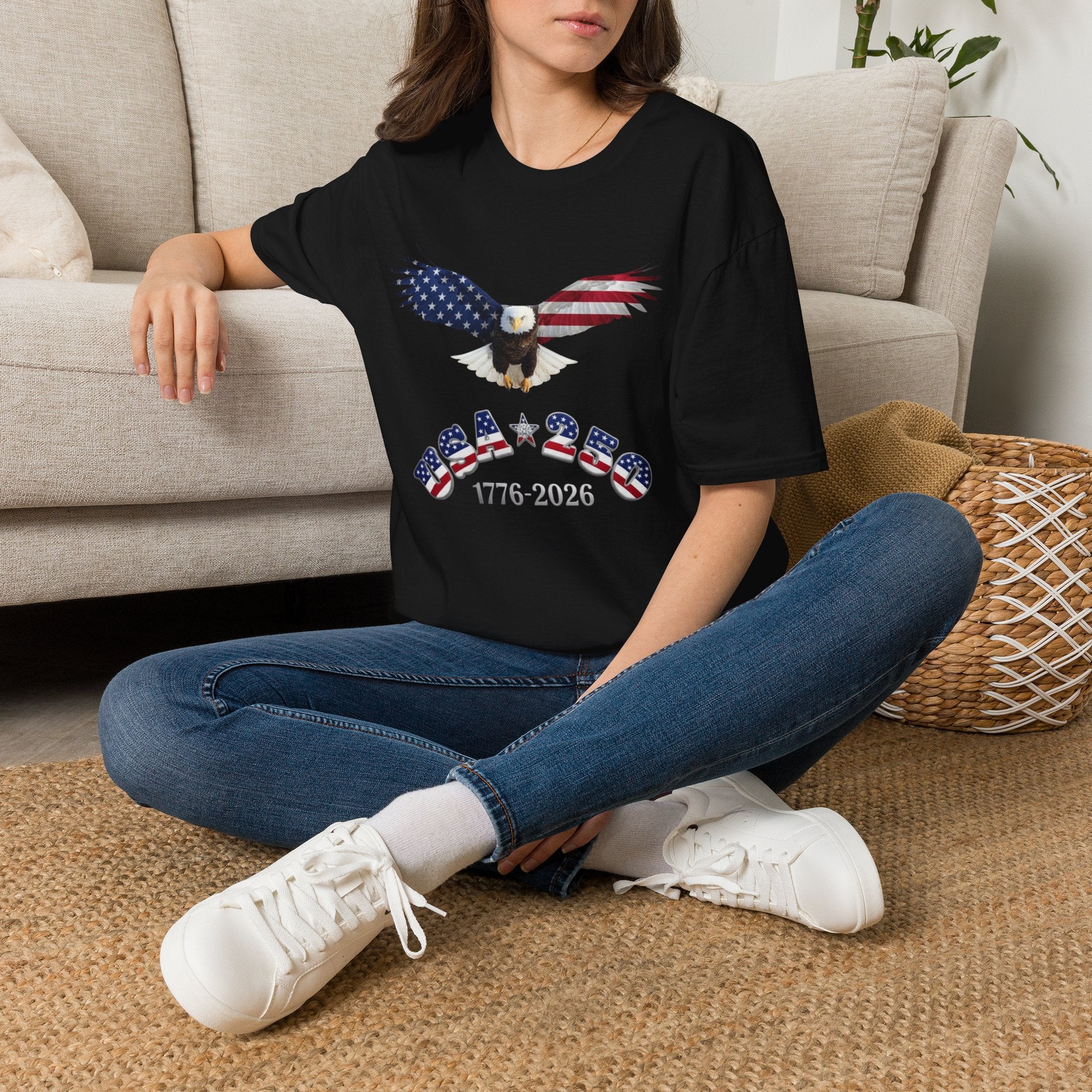 American Flag Eagle Unisex T-Shirt | Patriotic 1776-2026 Design, USA 250 Tribute