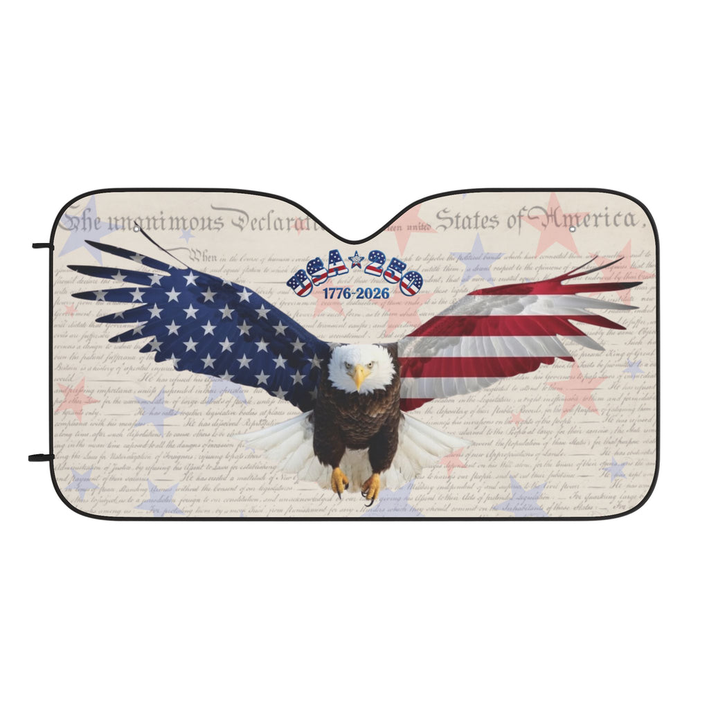 American Eagle 1776-2026 Car Sun Shade | Patriotic Windshield Cover | Declaration of Independence, USA 250 Tribute