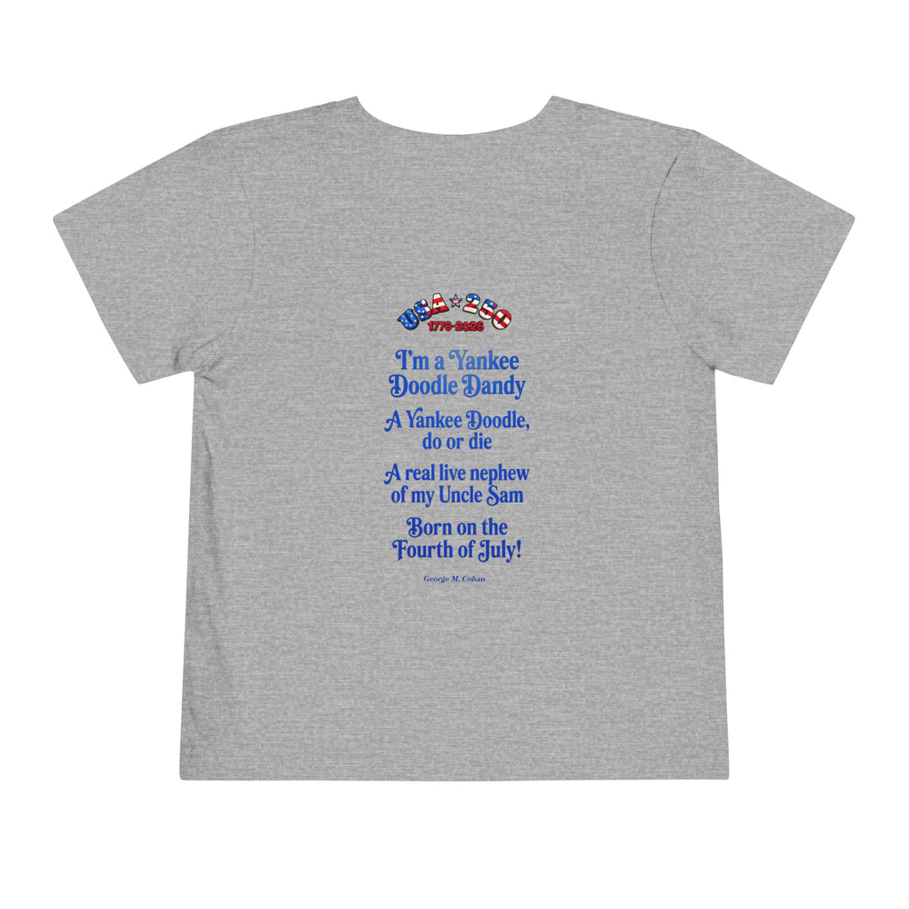 Patriotic Hot Air Balloon Unisex Toddler Tee | USA 250 Tribute, Yankee Doodle Lyrics on back