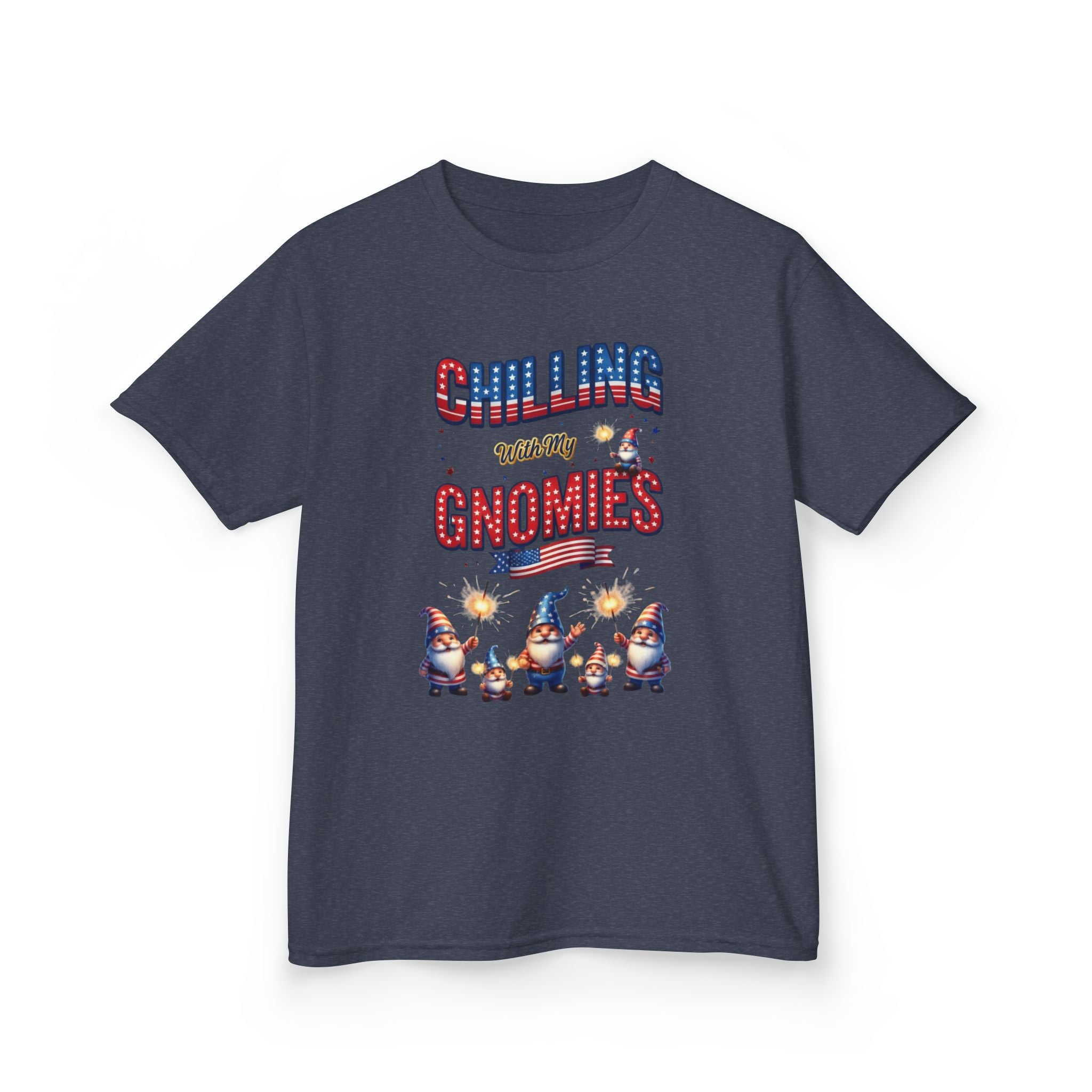 Chilling with My Gnomies Unisex Kids Tee | Patriotic Gnomes Fourth of July, USA 250