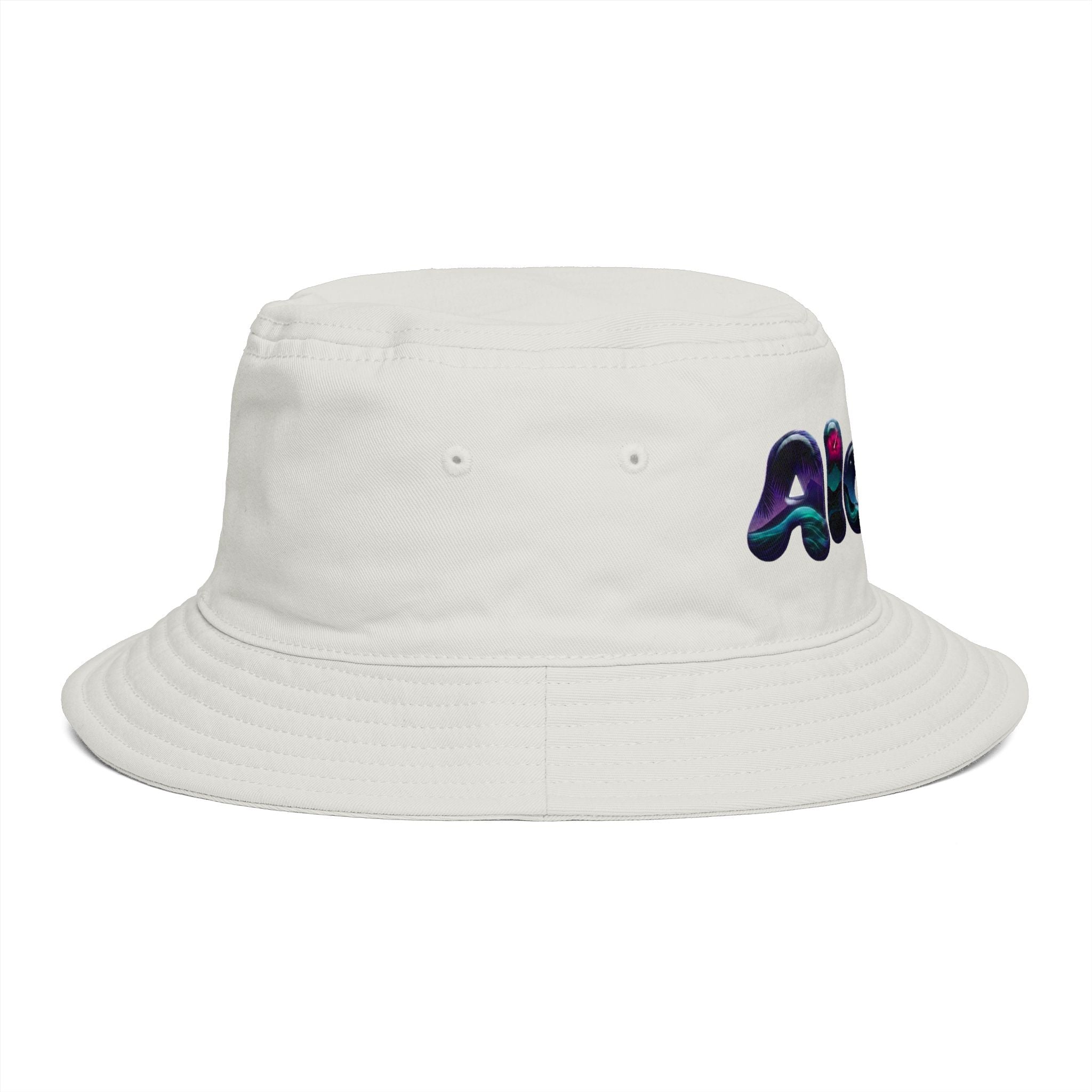 Aloha! Bubble Letter Print Bucket Hat | Tropical Hawaii Surf Vibes