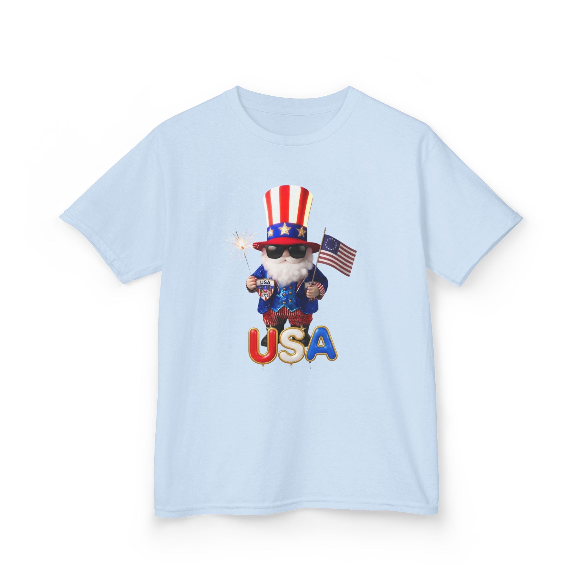 Patriotic Uncle Sam Gnome Unisex Kids Tee | USA 250, 1776-2026