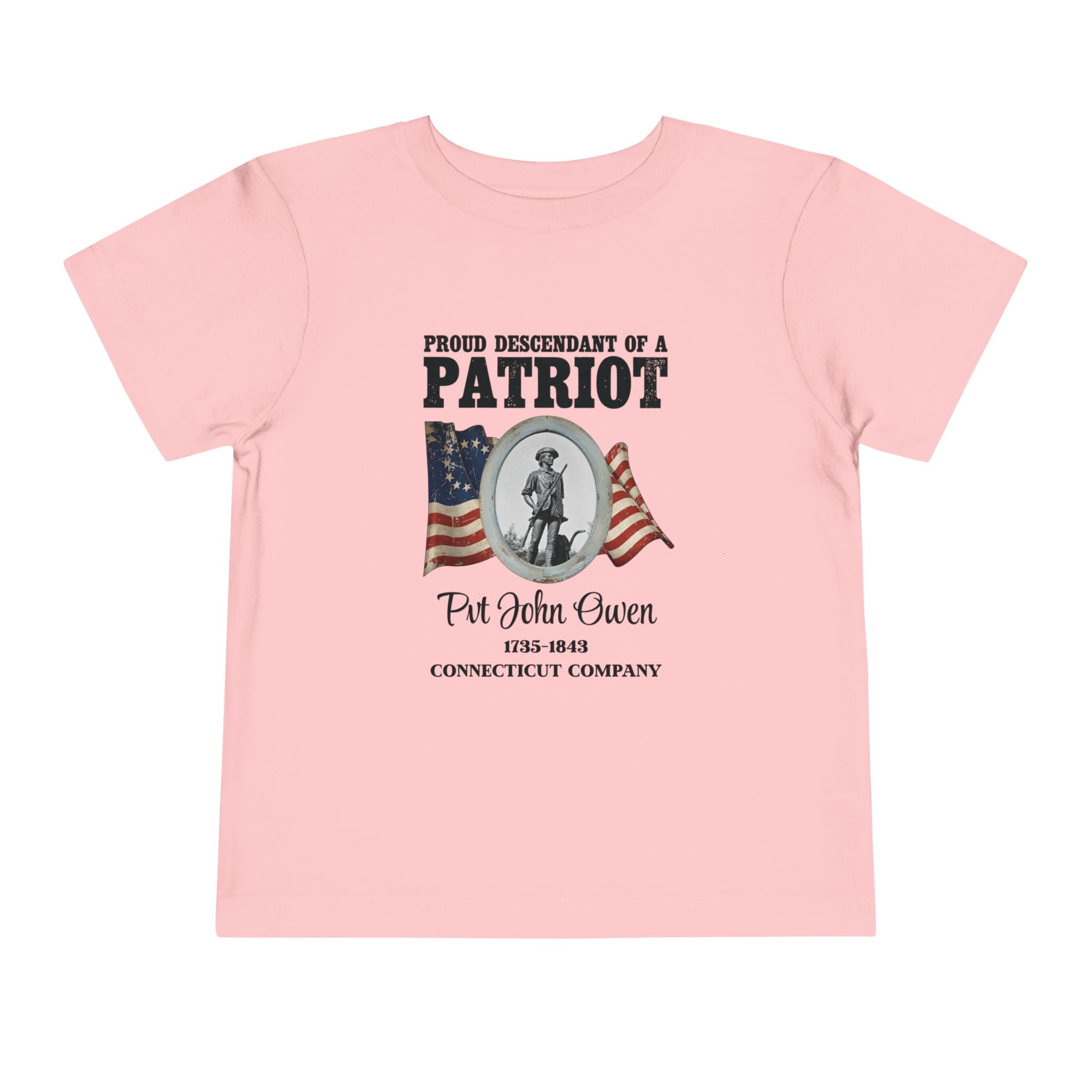 OWENS FAMILY with authentic obituary - Proud Descendant of a Patriot Unisex Toddler Tee | Revolutionary Soldier, American Flag