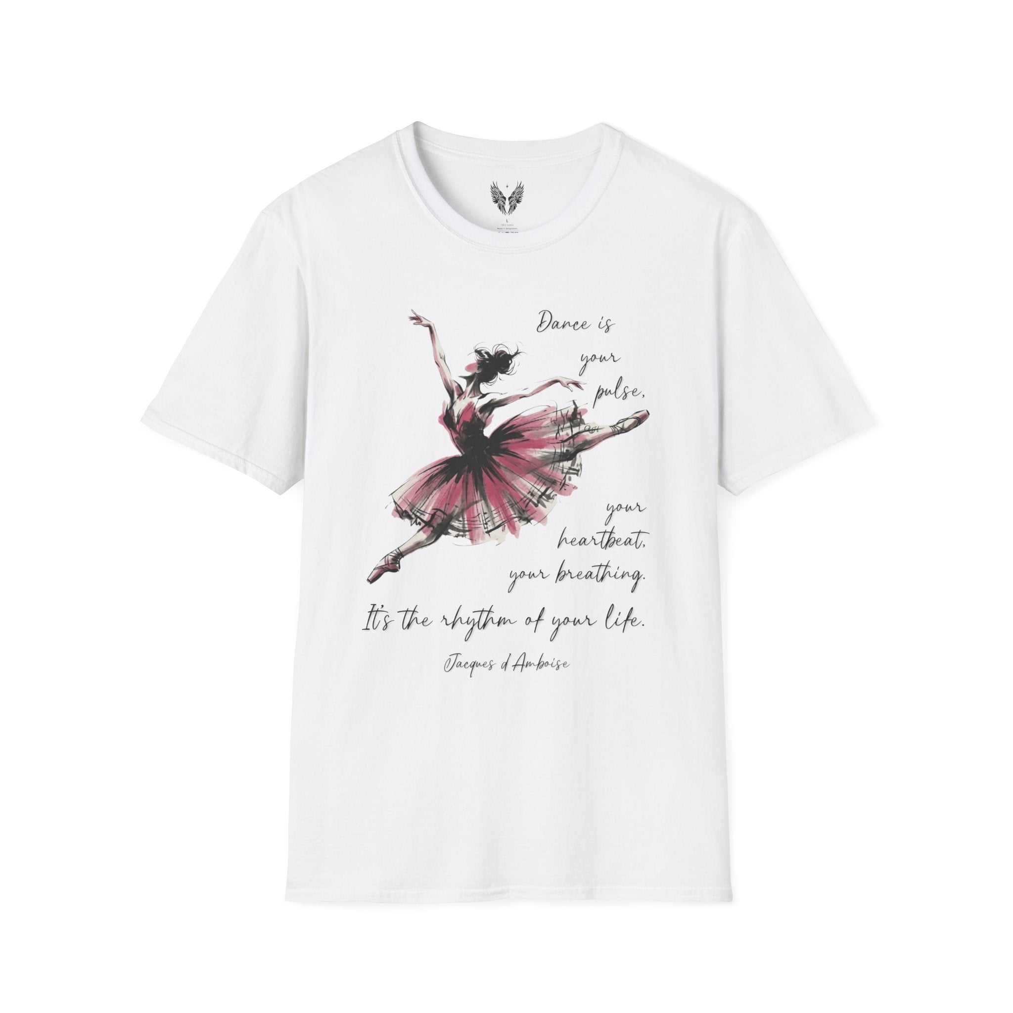 Ballet Dancer Illustration T-Shirt | Dance is Your Pulse Quote Jacques d'Amboise