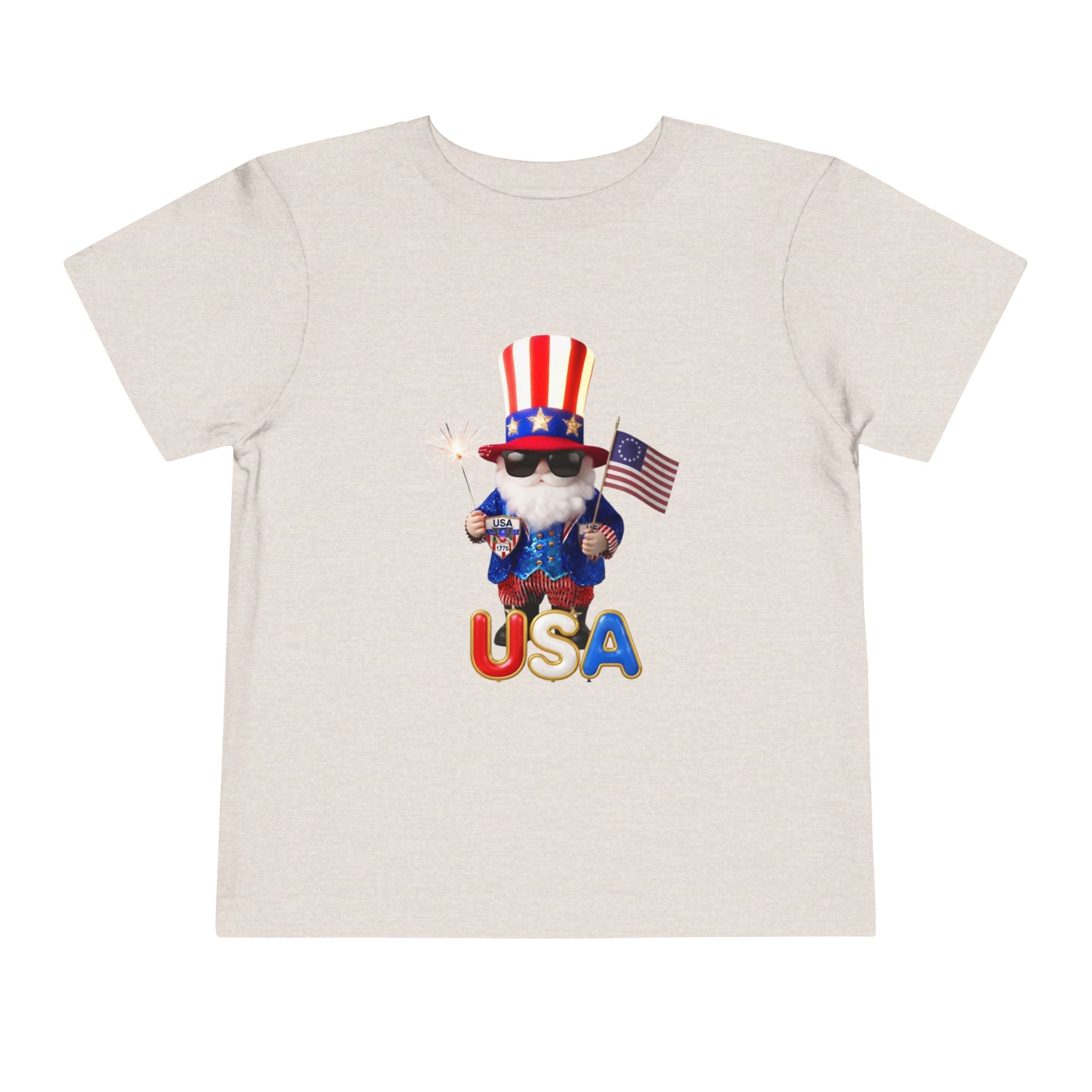 Uncle Sam Gnome Unisex Toddler Tee | USA Patriotic Fourth of July Shirt | Yankee Doodle Lyrics on back