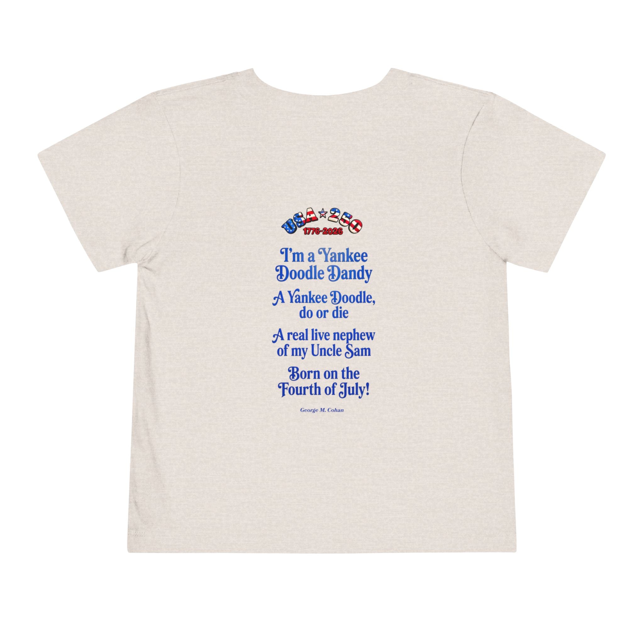 Uncle Sam Gnome Unisex Toddler Tee | USA Patriotic Fourth of July Shirt | Yankee Doodle Lyrics on back