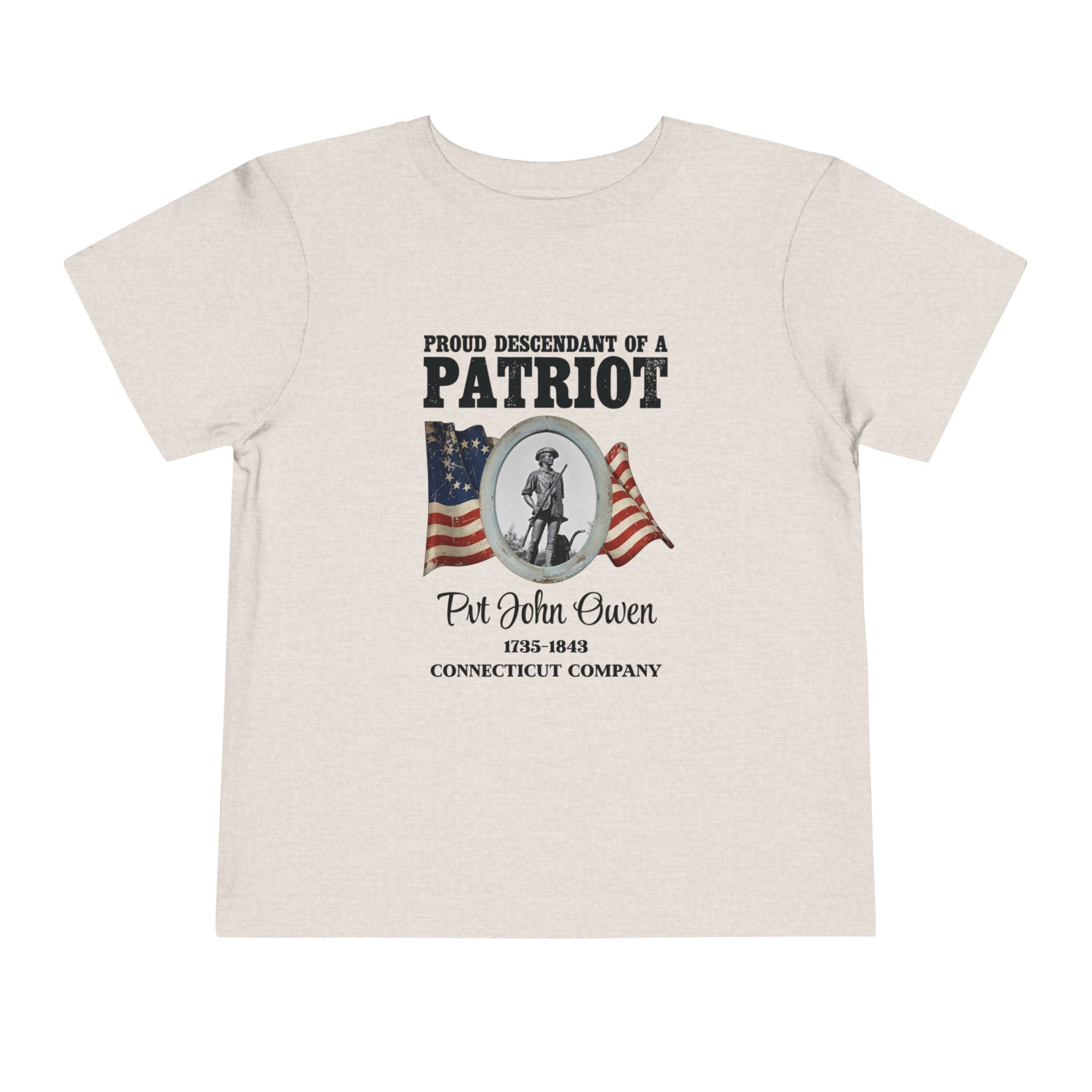 OWENS FAMILY with authentic obituary - Proud Descendant of a Patriot Unisex Toddler Tee | Revolutionary Soldier, American Flag