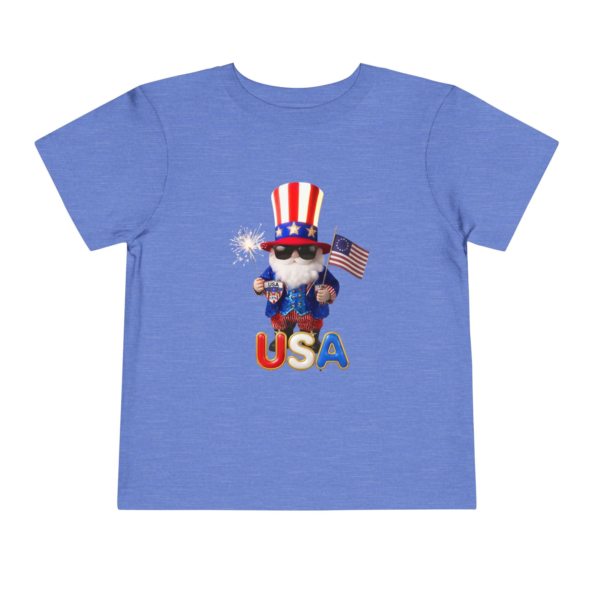 Uncle Sam Gnome Unisex Toddler Tee | USA Patriotic Fourth of July Shirt | Yankee Doodle Lyrics on back
