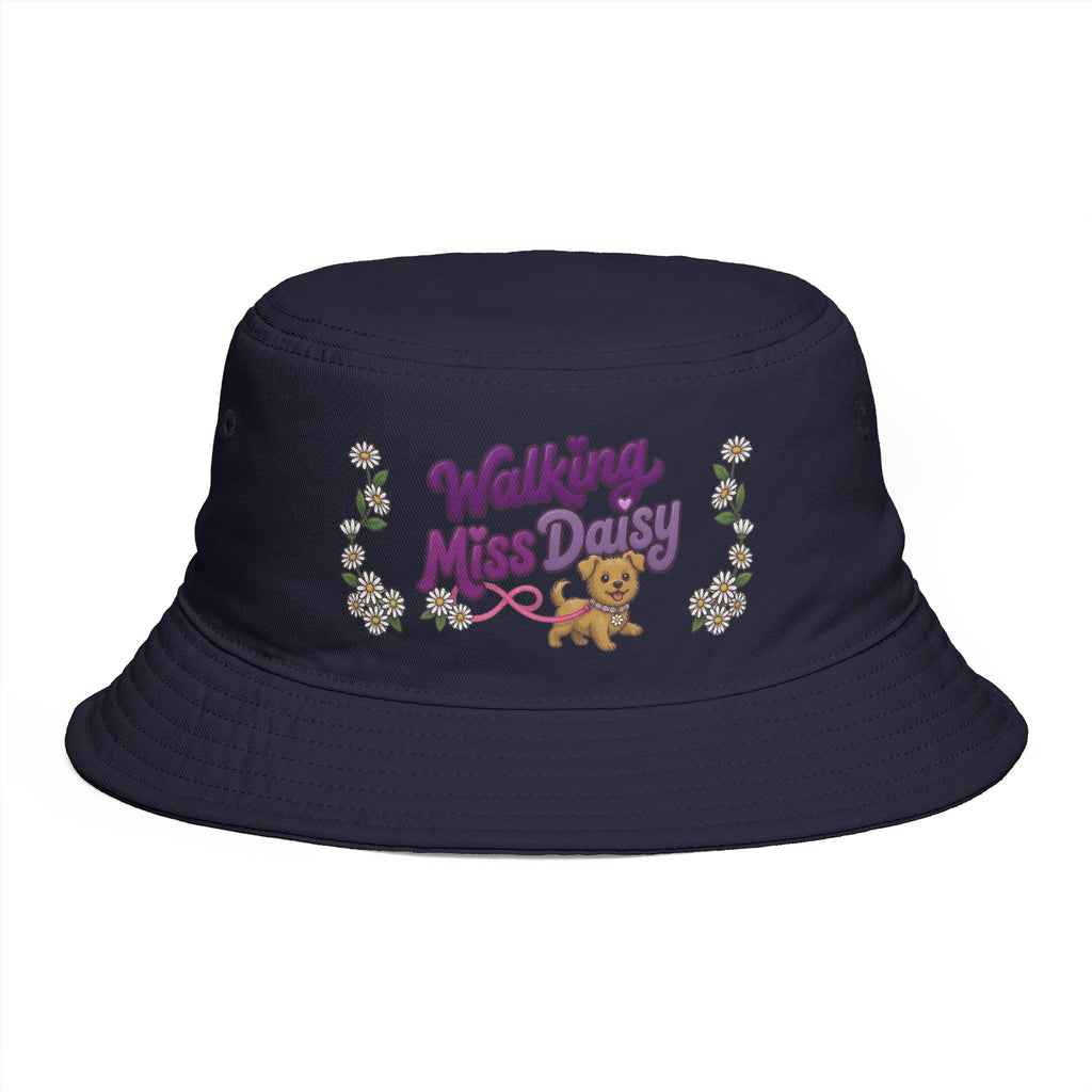 Walking Miss Daisy Puppy Bucket Hat | Floral Dog Walk Design