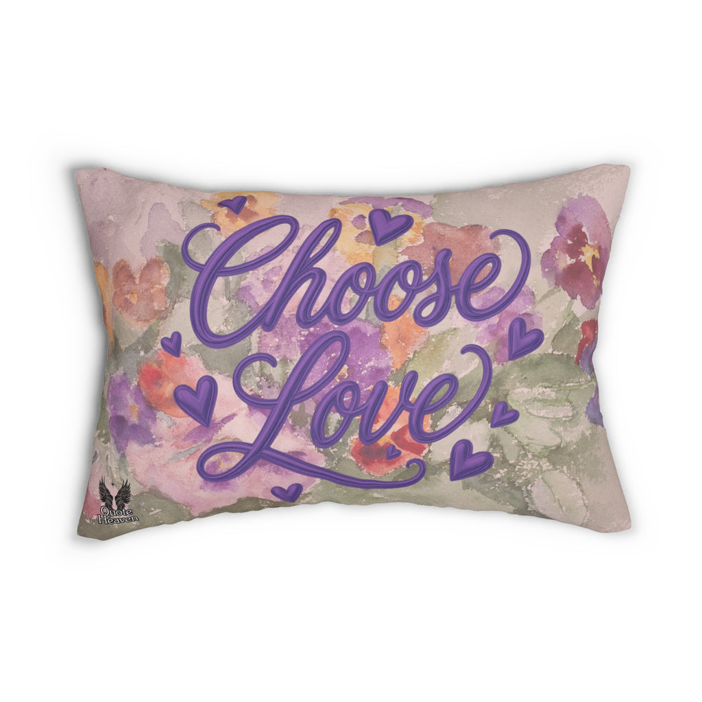 Choose Love Watercolor Floral Accent Lumbar Pillow | "Love One Another" Reminder