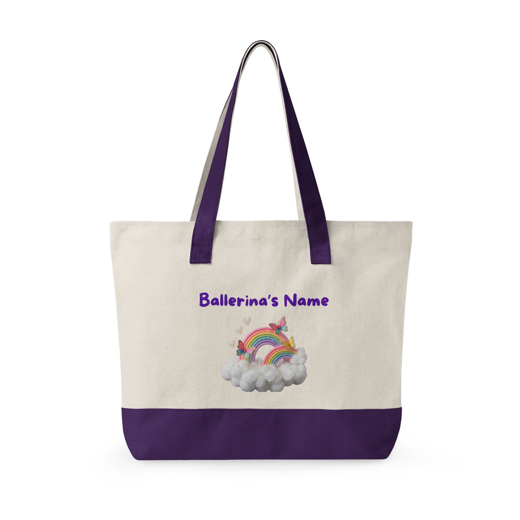 Ballerina Unicorn Rainbow Dance Bag Tote | Zippered Canvas Tote | Personalize