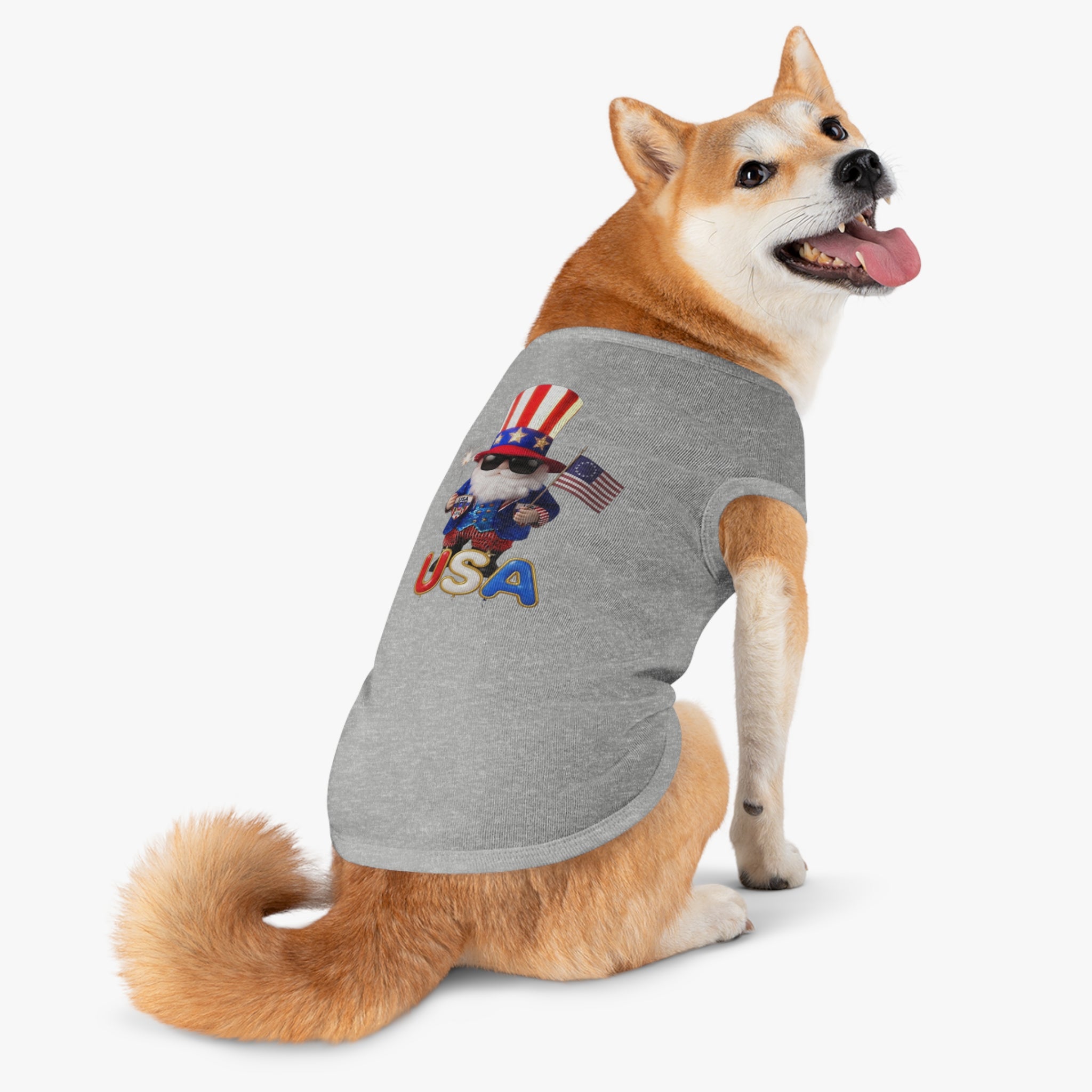 Uncle Sam Patriotic Pet Tank Top | American Flag Dog Shirt, USA 250 Tribute