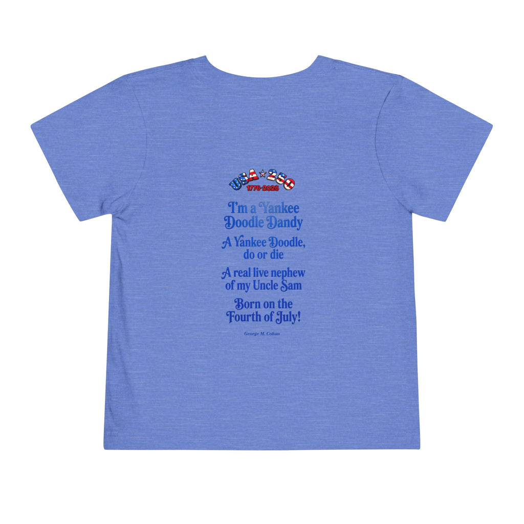 Patriotic Hot Air Balloon Unisex Toddler Tee | USA 250 Tribute, Yankee Doodle Lyrics on back