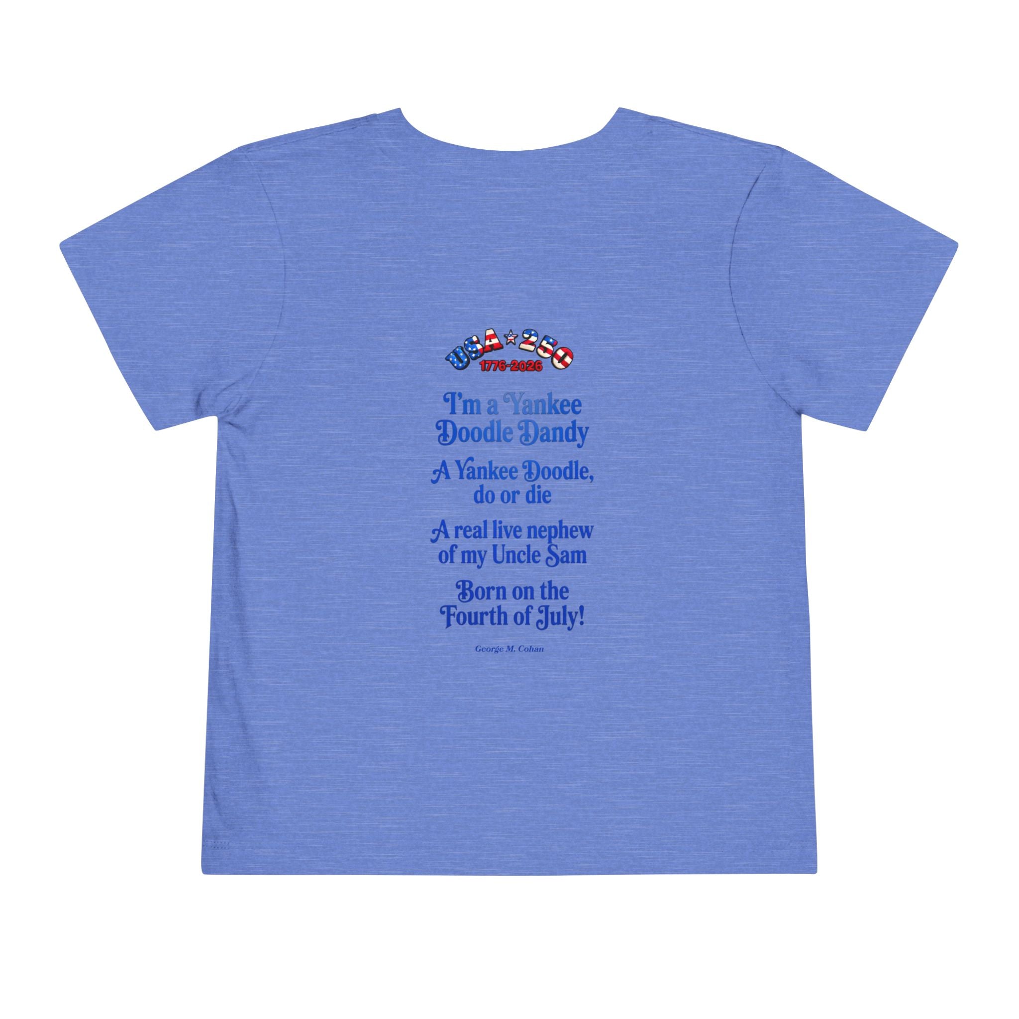 Patriotic Hot Air Balloon Unisex Toddler Tee | USA 250 Tribute, Yankee Doodle Lyrics on back
