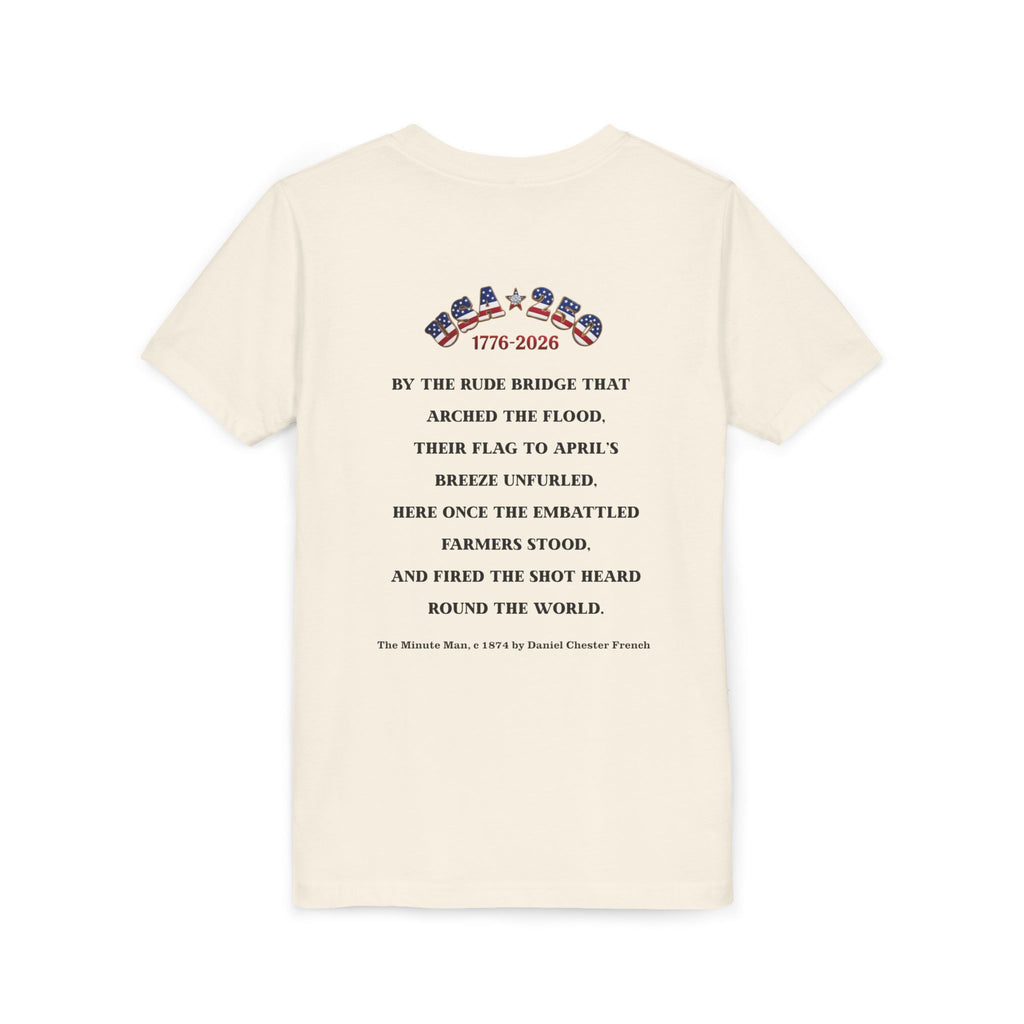 Proud Descendant of a Patriot Youth Short Sleeve Tee | Minute Man Statue and Poem | Personalize