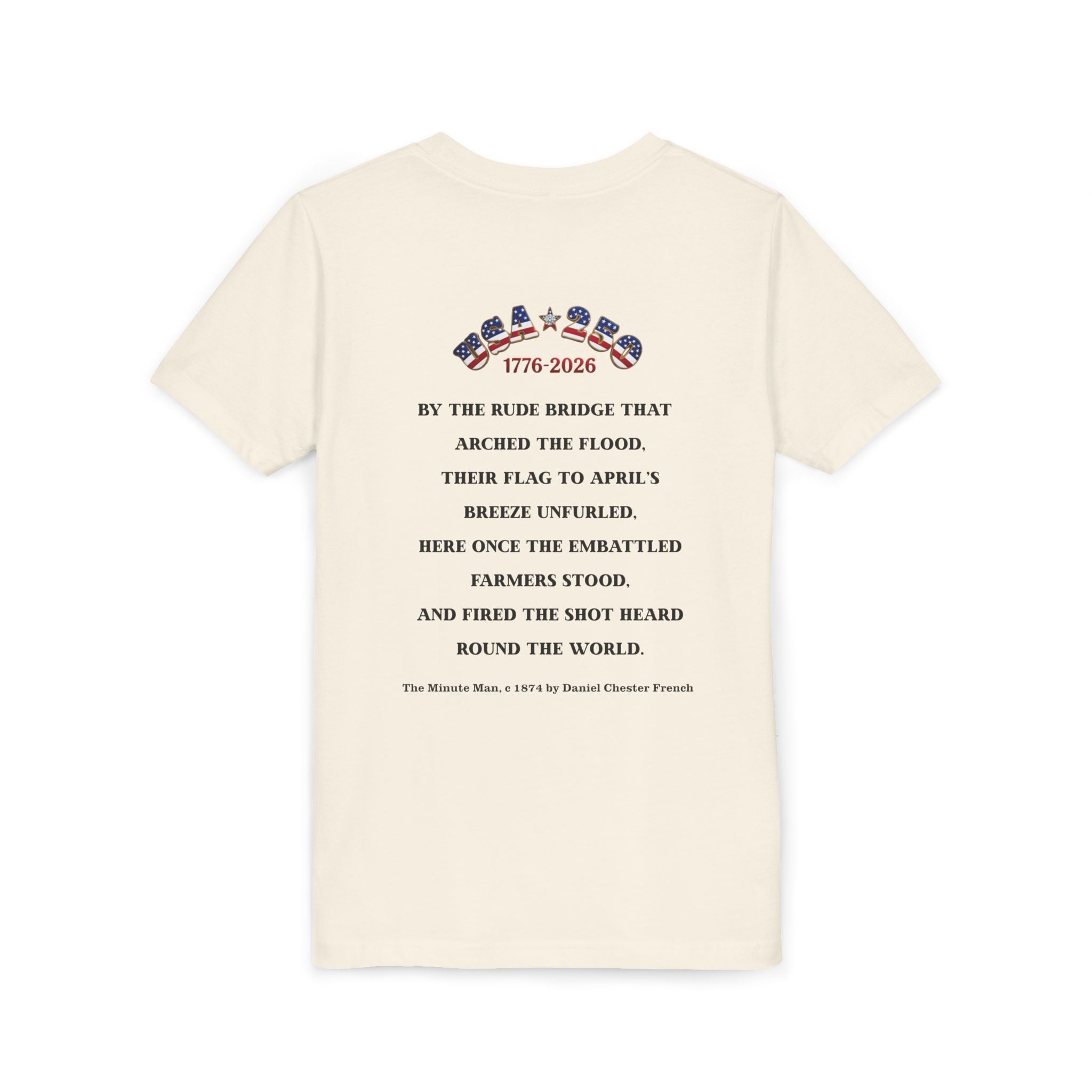 Proud Descendant of a Patriot Youth Short Sleeve Tee | Minute Man Statue and Poem | Personalize