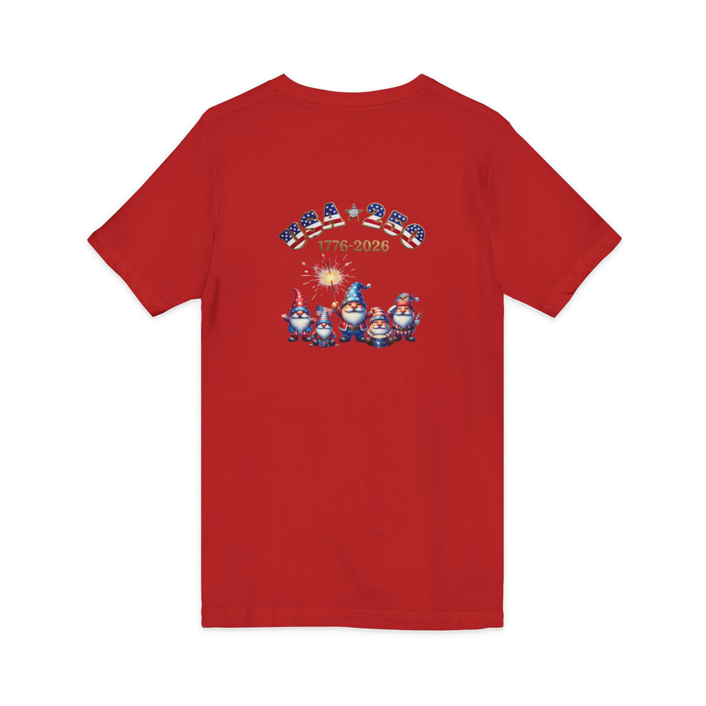 Patriotic Gnomes V-Neck Tee – 'Chilling with My Gnomies' 4th of July Shirt