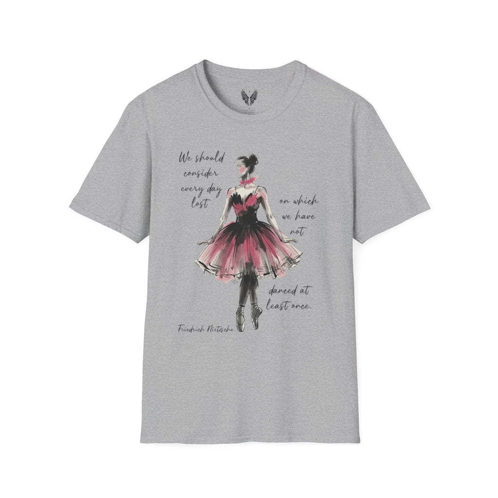Ballet Dancer Illustration T-Shirt | Watercolor Ballerina Nietzsche Quote