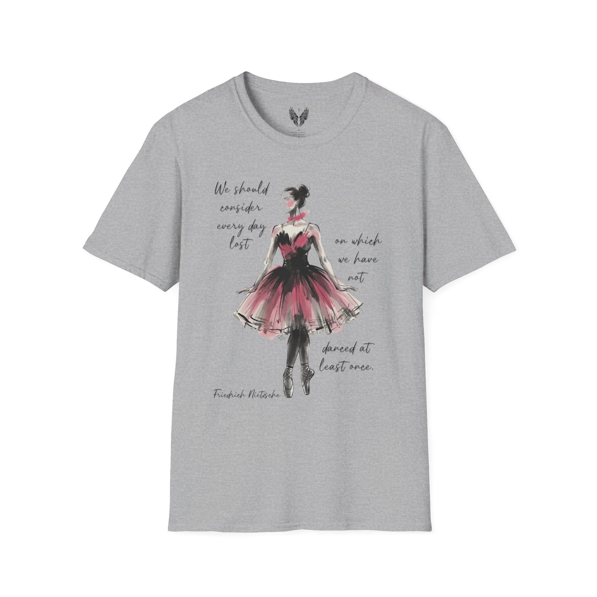 Ballet Dancer Illustration T-Shirt | Watercolor Ballerina Nietzsche Quote