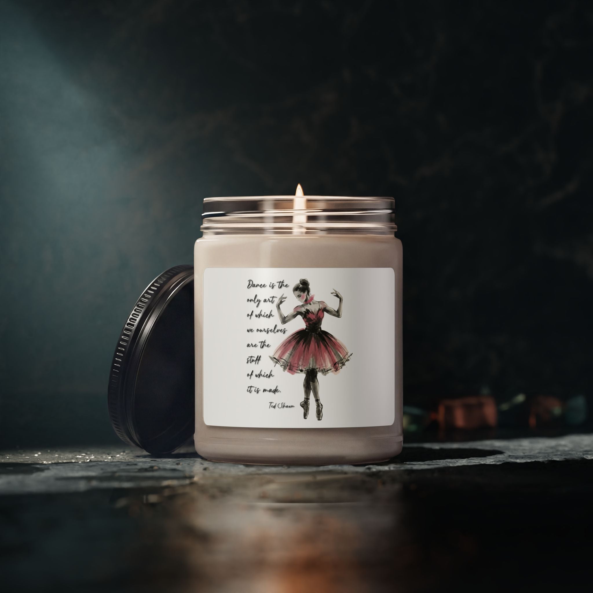 Ballet Dancer Illustration Candle 9oz Soy Candle | Scented Jar | Ted Shawn Dance Quote
