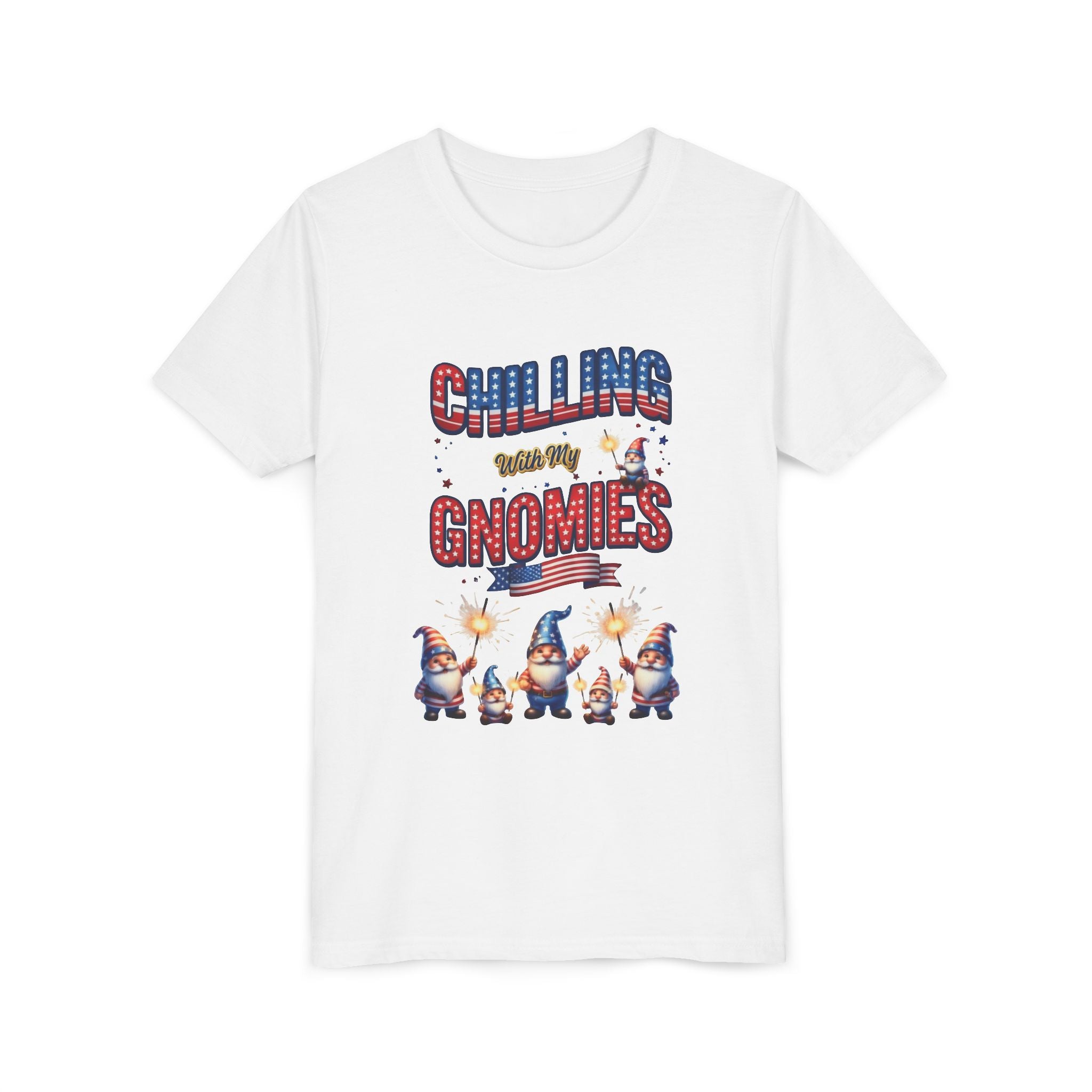 Chilling With My Gnomies Unisex Youth Tee | Patriotic 4th of July, USA 250 Tribute