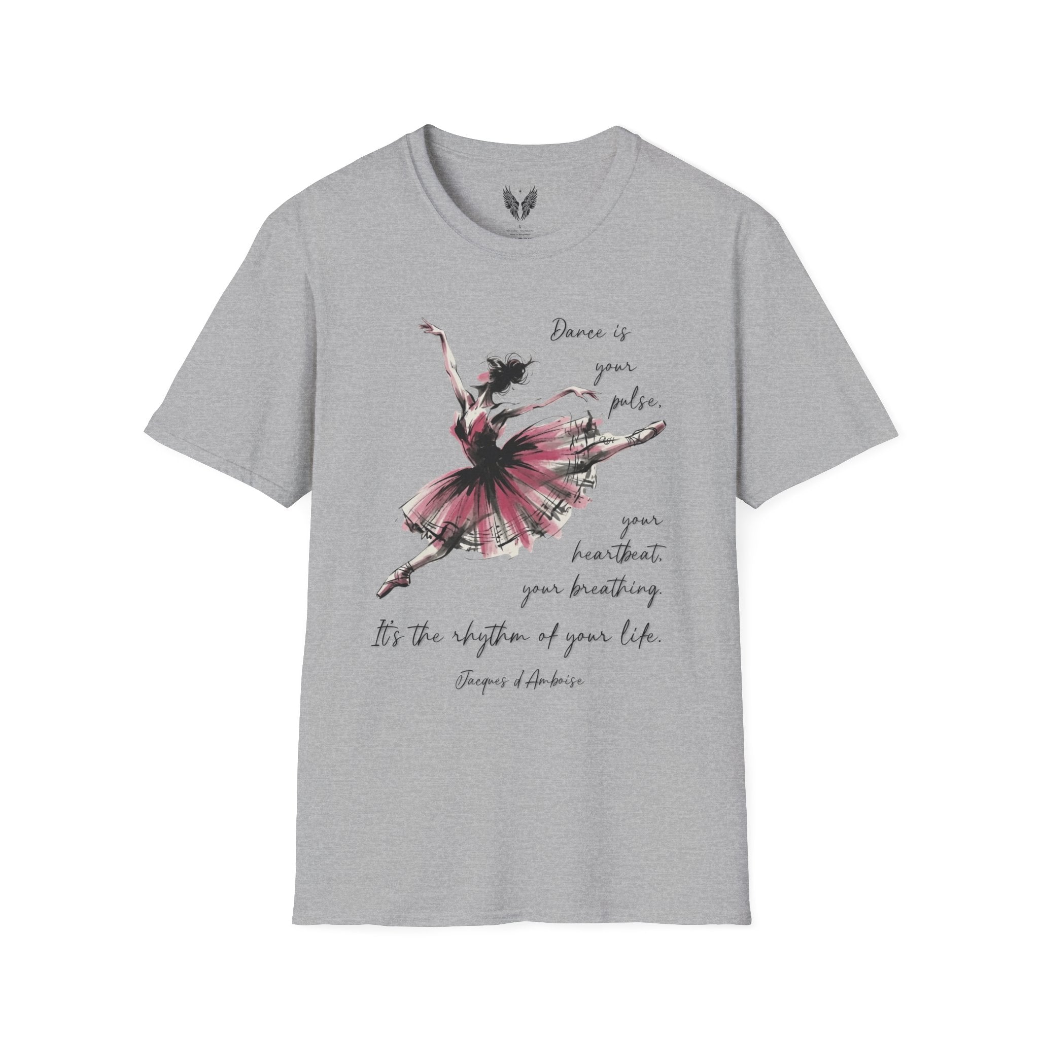 Ballet Dancer Illustration T-Shirt | Dance is Your Pulse Quote Jacques d'Amboise