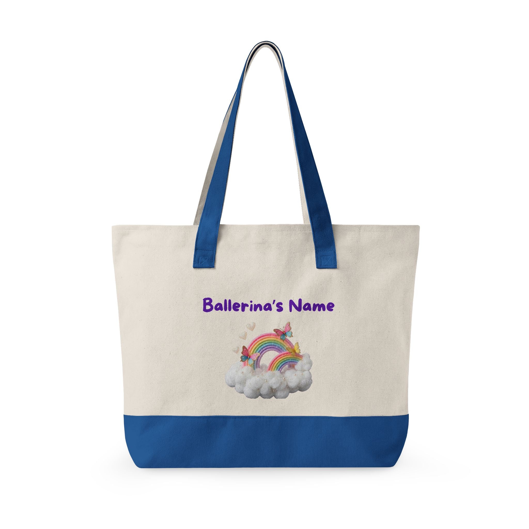 Ballerina Unicorn Rainbow Dance Bag Tote | Zippered Canvas Tote | Personalize