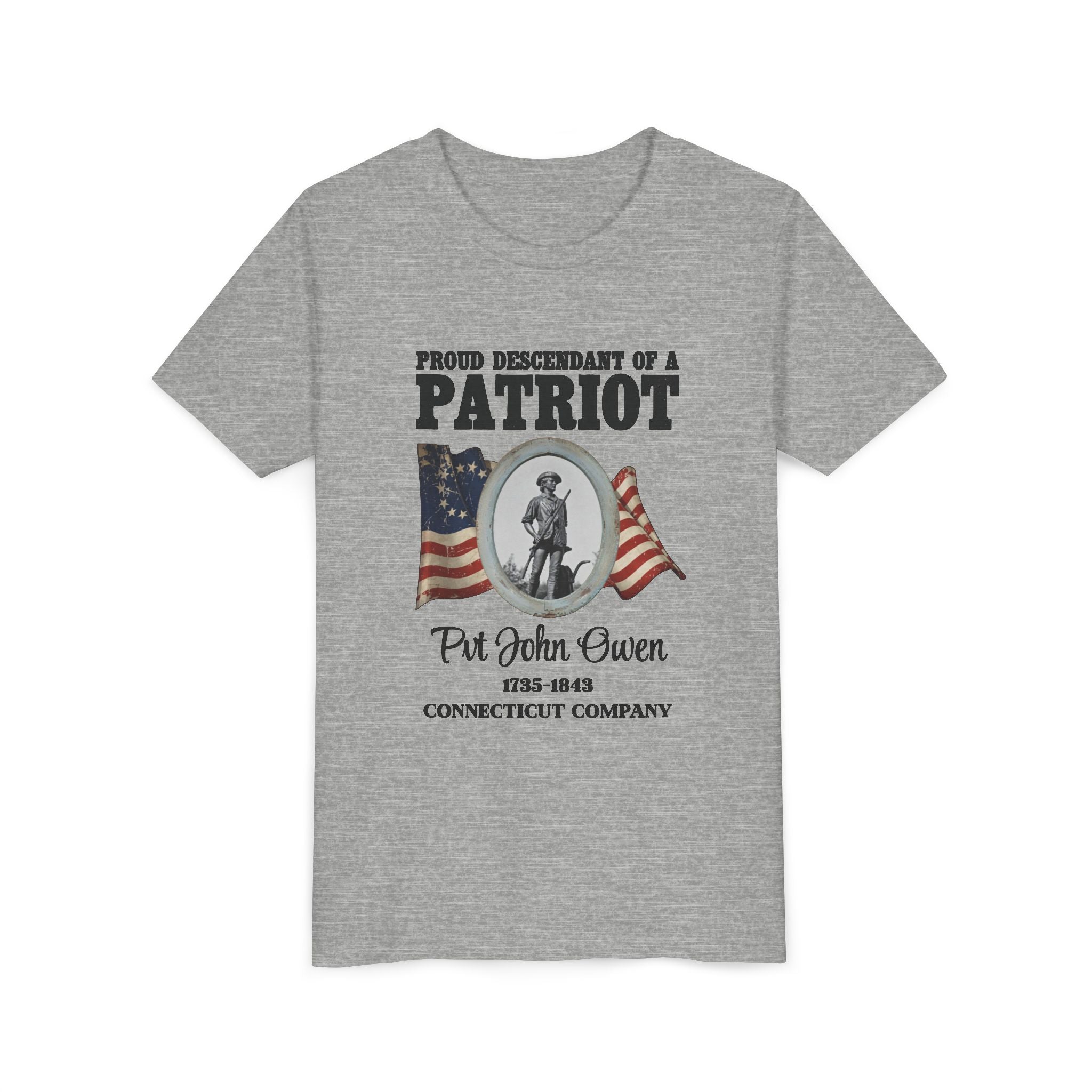 OWENS FAMILY with authentic obituary - Proud Descendant of a Patriot Unisex Kids Tee | Revolutionary Soldier, American Flag