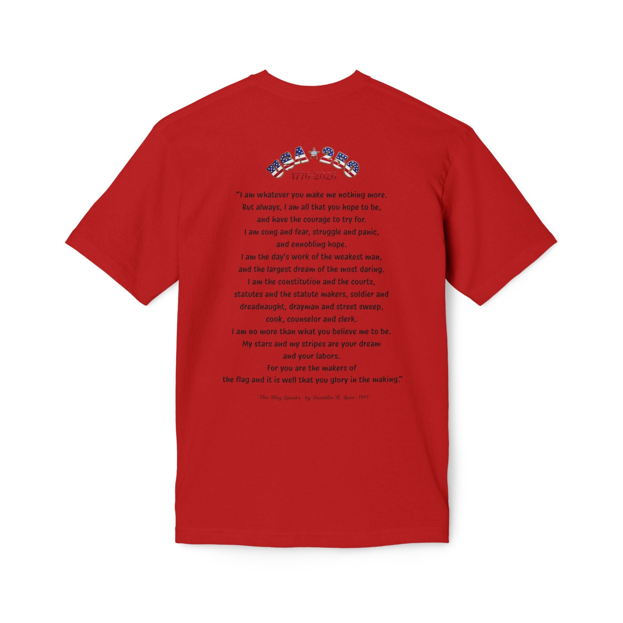 Betsy Ross Flag Soaring Eagle Unisex T-Shirt | USA 250 1776-2026, The Flag Speaks poem