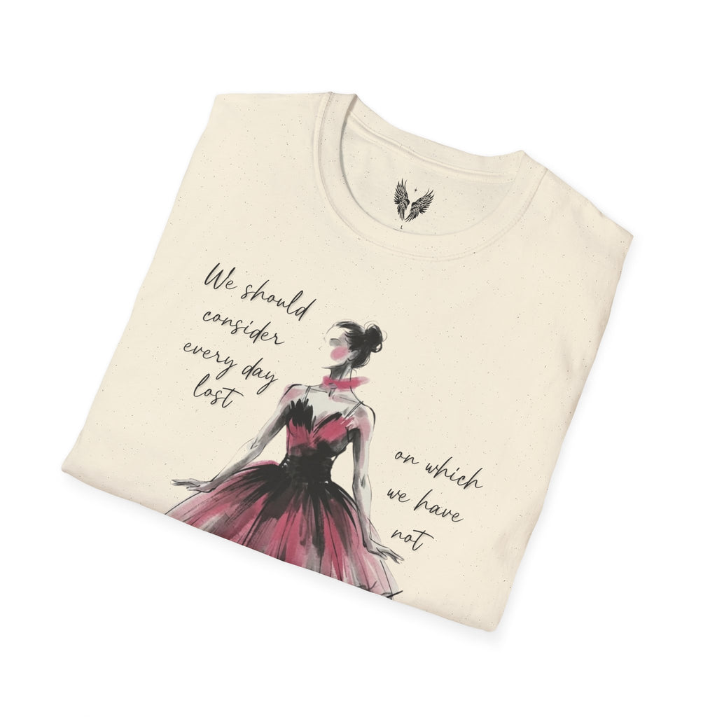 Ballet Dancer Illustration T-Shirt | Watercolor Ballerina Nietzsche Quote