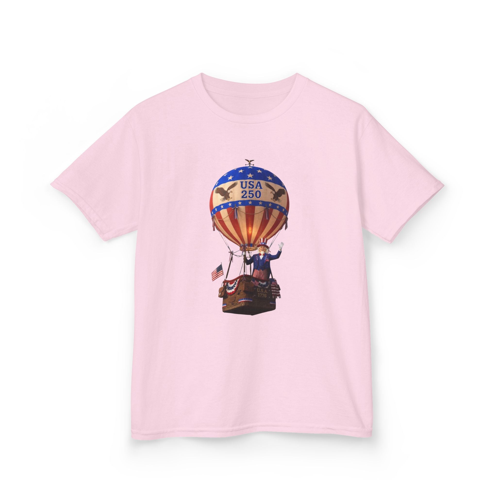 Uncle Sam in Hot Air Balloon Unisex Kids Tee | USA 250 Tribute