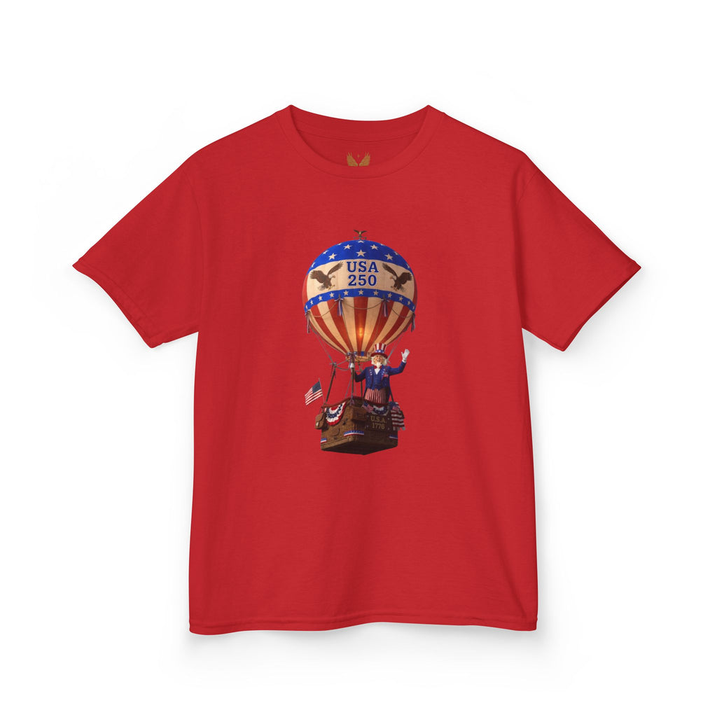Uncle Sam in Hot Air Balloon Unisex Kids Tee | USA 250 Tribute