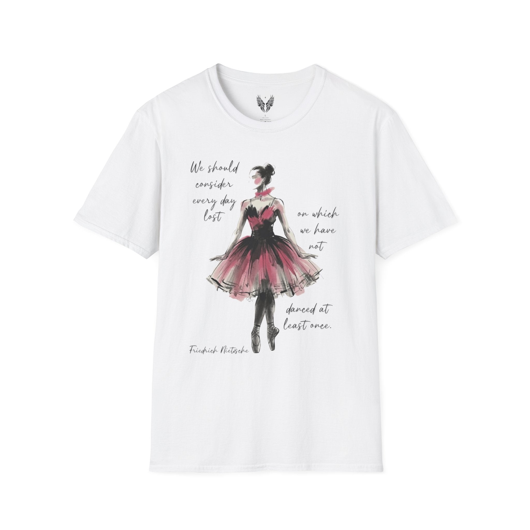 Ballet Dancer Illustration T-Shirt | Watercolor Ballerina Nietzsche Quote