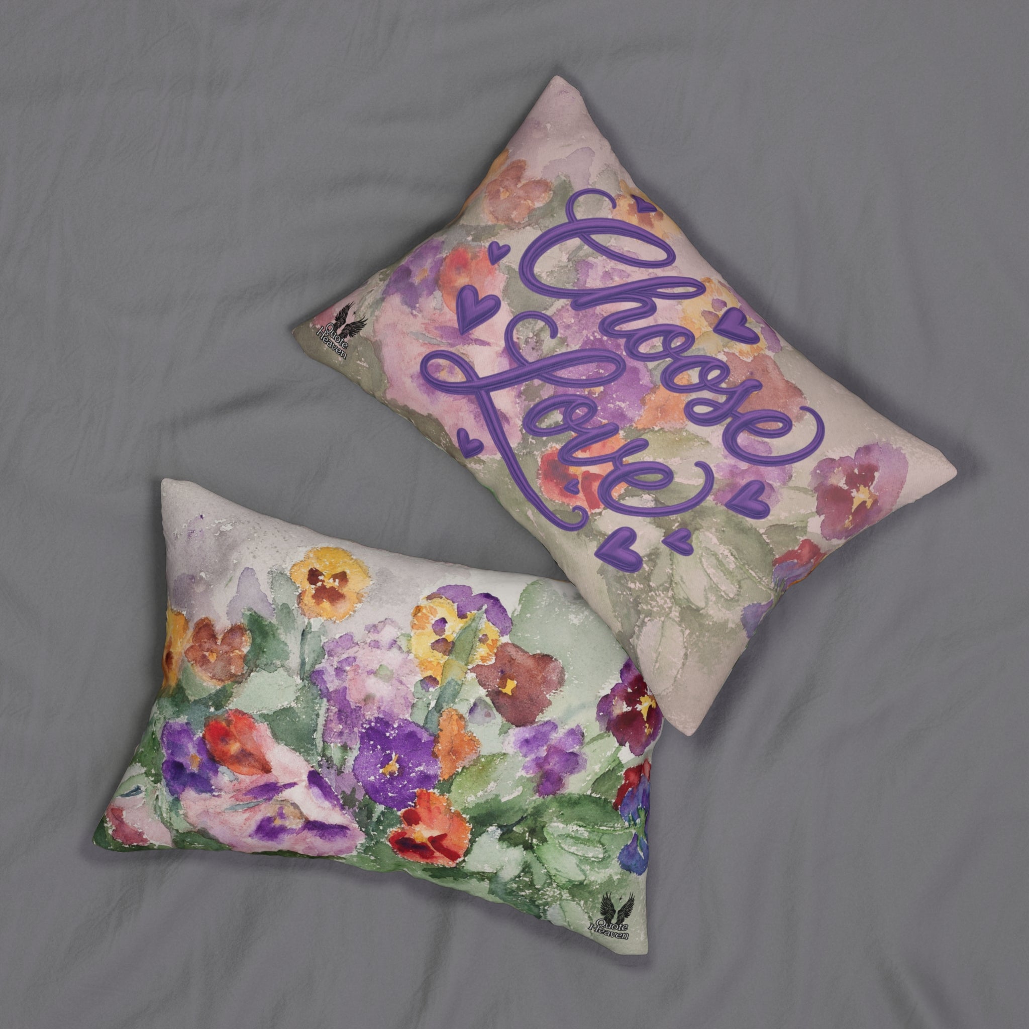 Choose Love Watercolor Floral Accent Lumbar Pillow | "Love One Another" Reminder