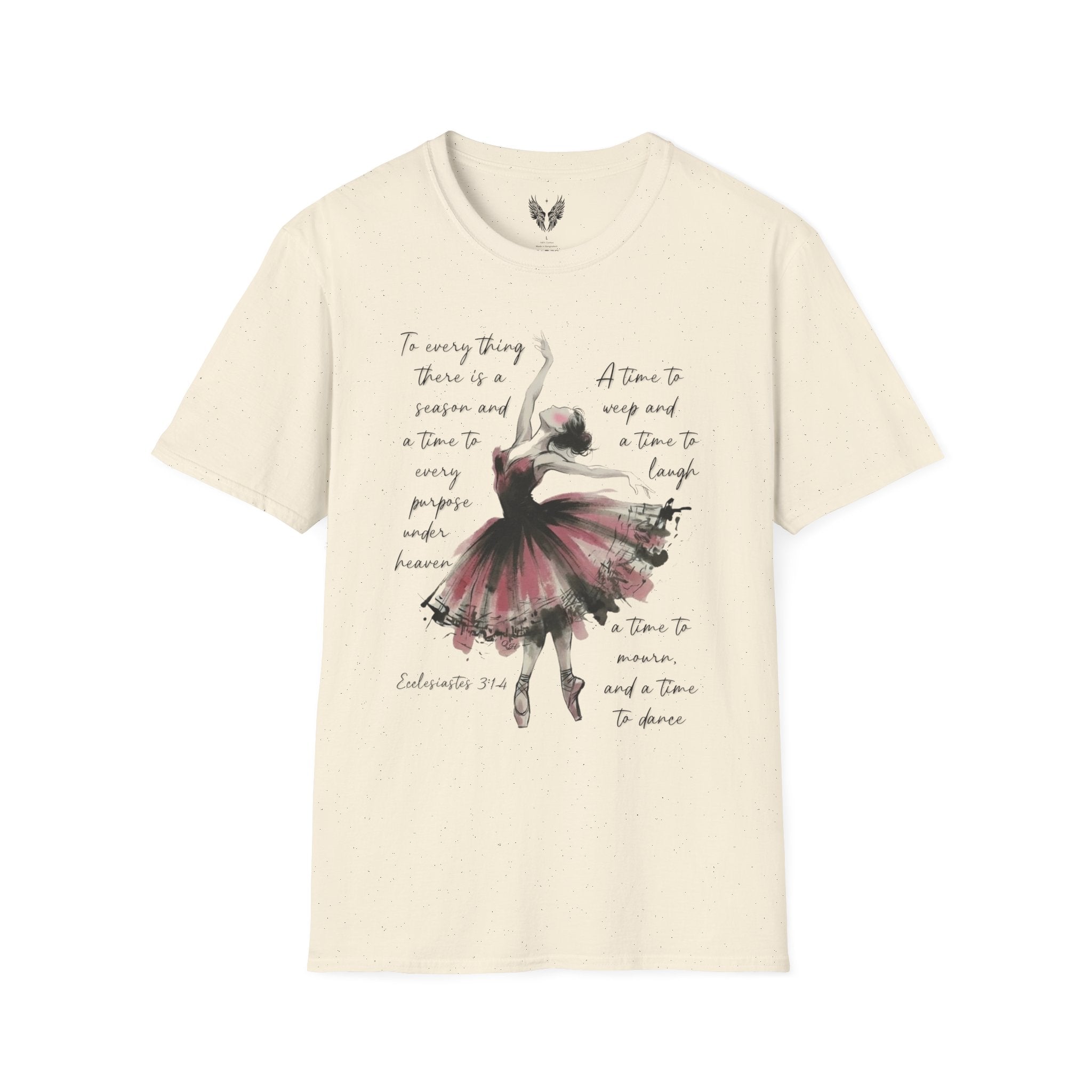 Ballet Dancer Watercolor, T-Shirt | Dance Quote Graphic Tee | Ecclesiastes 3:1-4 a time to dance