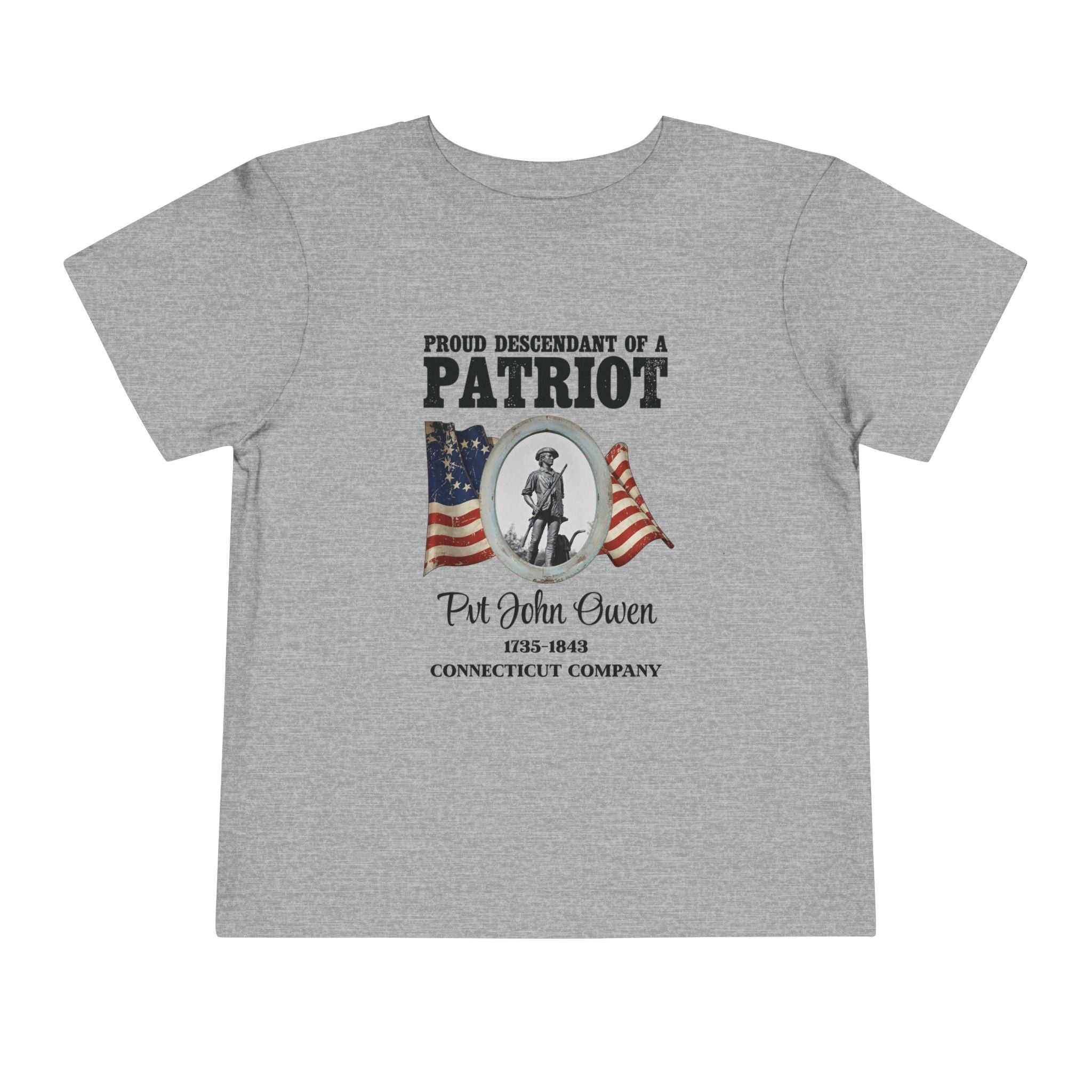 OWENS FAMILY with authentic obituary - Proud Descendant of a Patriot Unisex Toddler Tee | Revolutionary Soldier, American Flag