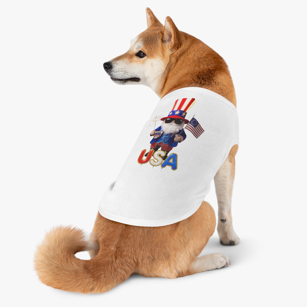 Uncle Sam Patriotic Pet Tank Top | American Flag Dog Shirt, USA 250 Tribute