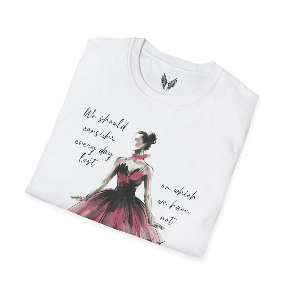 Ballet Dancer Illustration T-Shirt | Watercolor Ballerina Nietzsche Quote