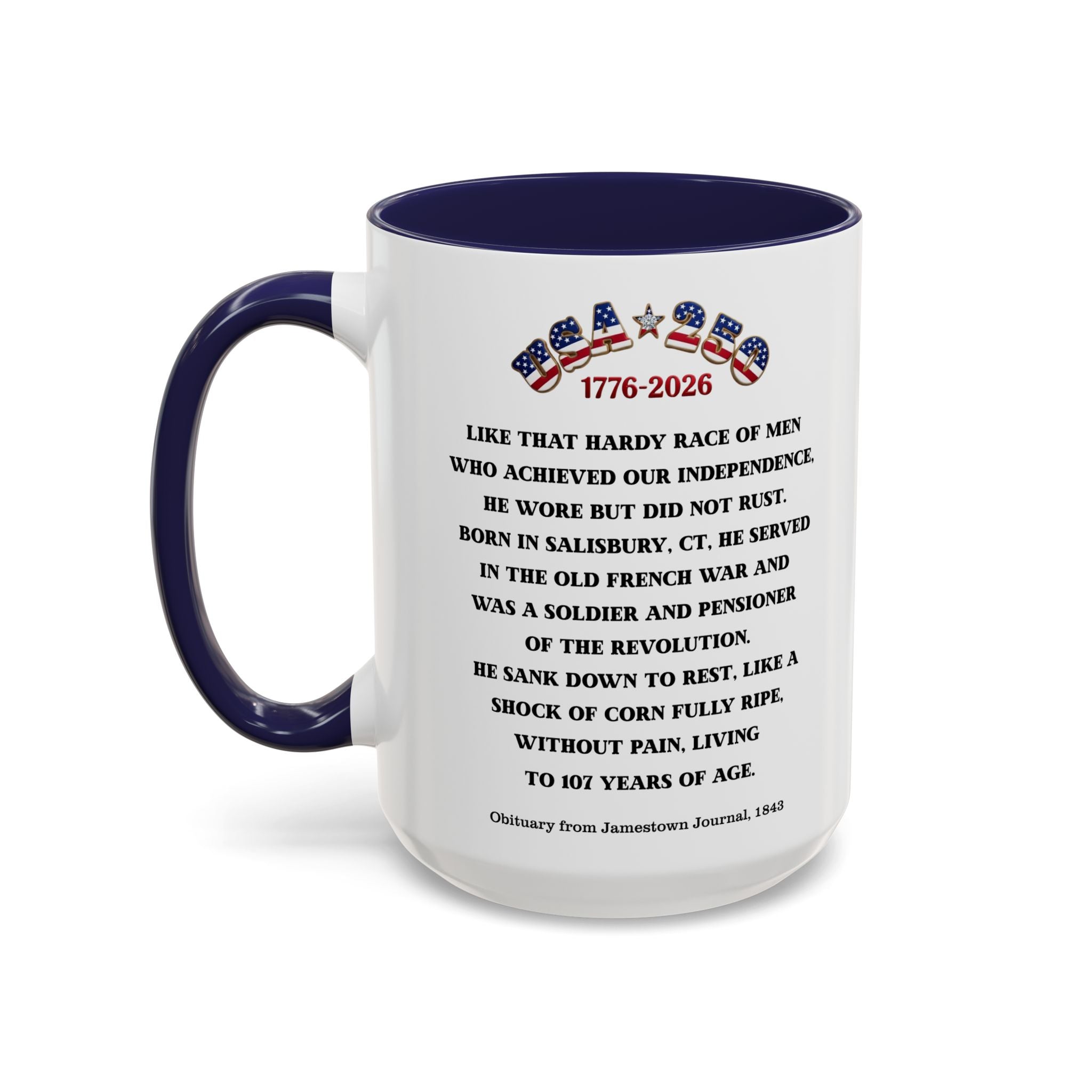 OWENS FAMILY with authentic obituary - Proud Descendant of a Patriot 15 oz mug | Revolutionary Soldier, American Flag
