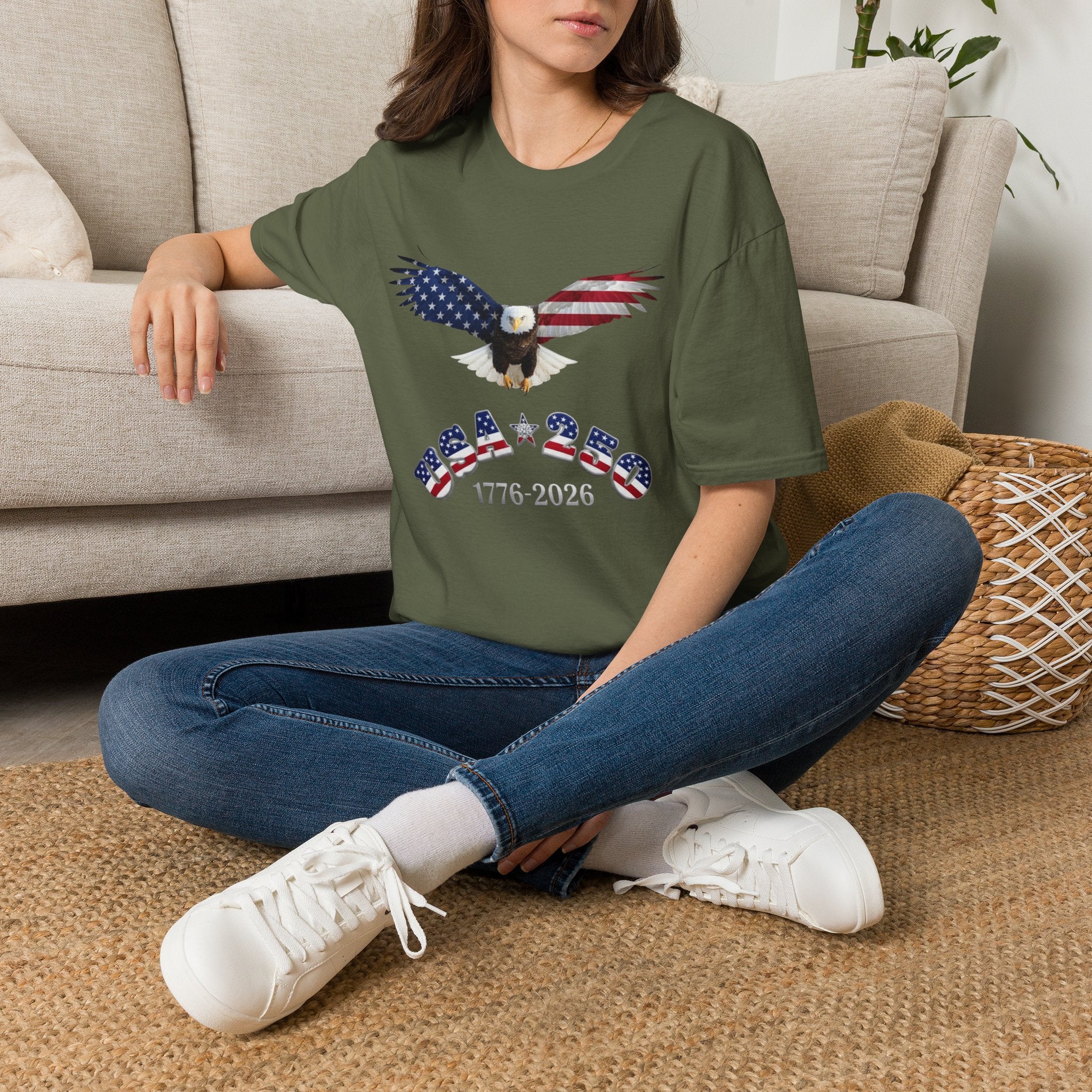 American Flag Eagle Unisex T-Shirt | Patriotic 1776-2026 Design, USA 250 Tribute