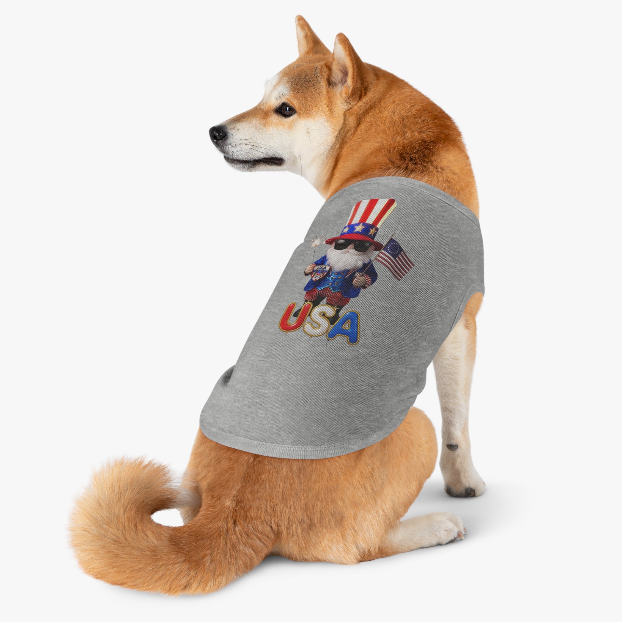 Uncle Sam Patriotic Pet Tank Top | American Flag Dog Shirt, USA 250 Tribute