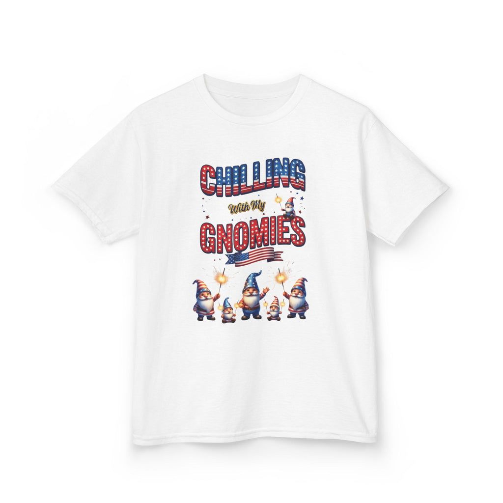 Chilling with My Gnomies Unisex Kids Tee | Patriotic Gnomes Fourth of July, USA 250