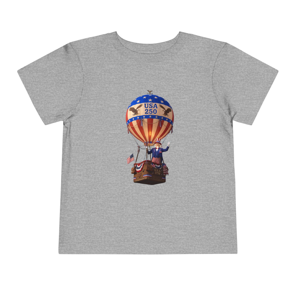 Patriotic Hot Air Balloon Unisex Toddler Tee | USA 250 Tribute, Yankee Doodle Lyrics on back