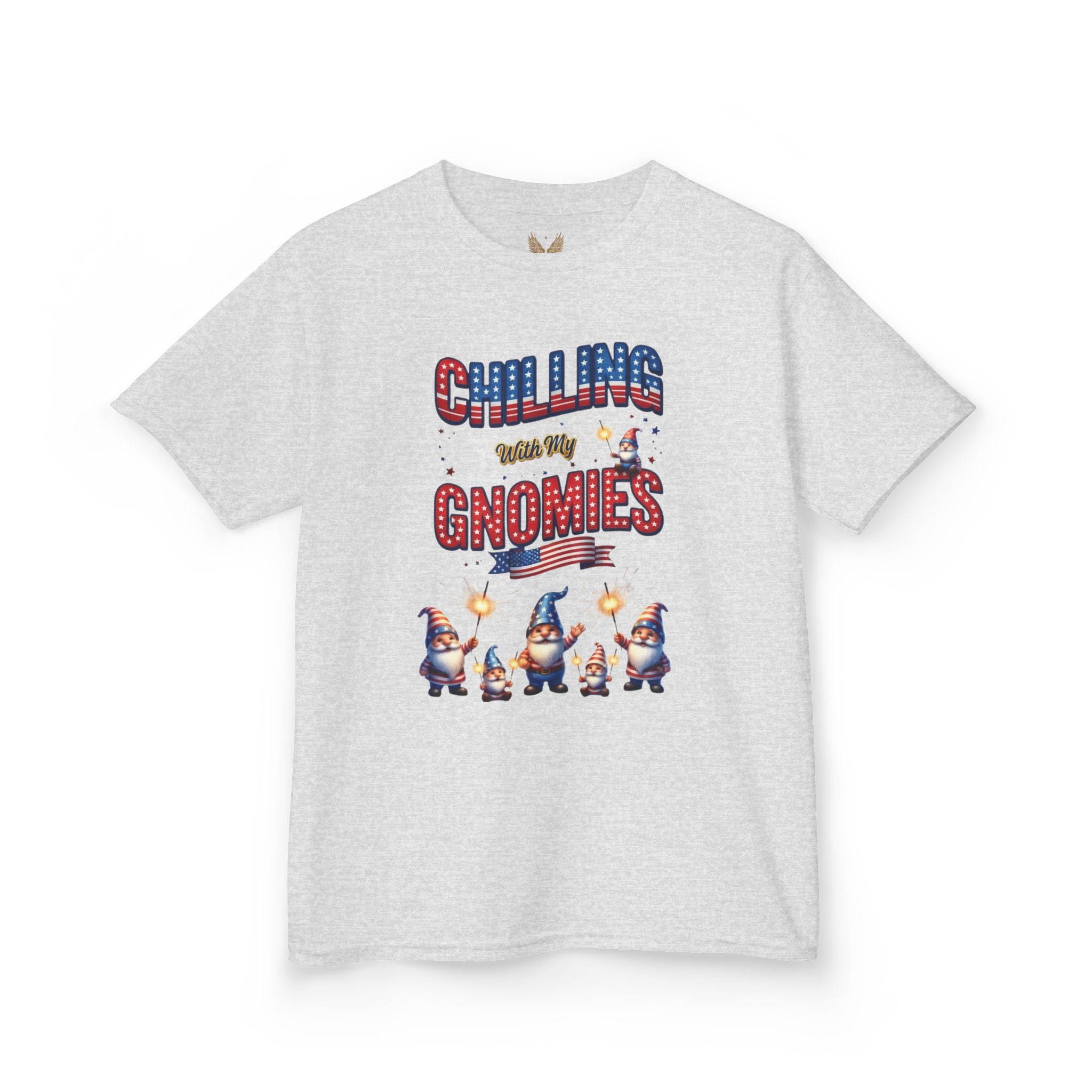 Chilling with My Gnomies Unisex Kids Tee | Patriotic Gnomes Fourth of July, USA 250