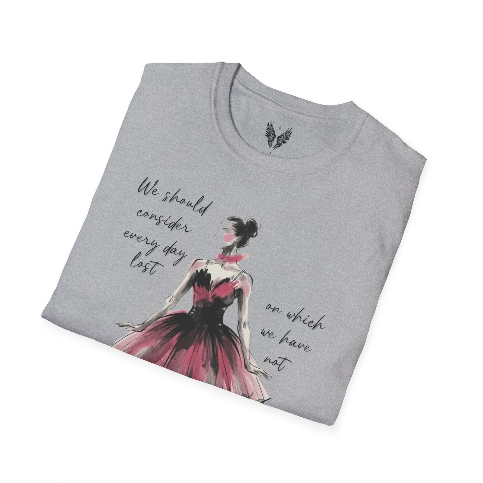 Ballet Dancer Illustration T-Shirt | Watercolor Ballerina Nietzsche Quote