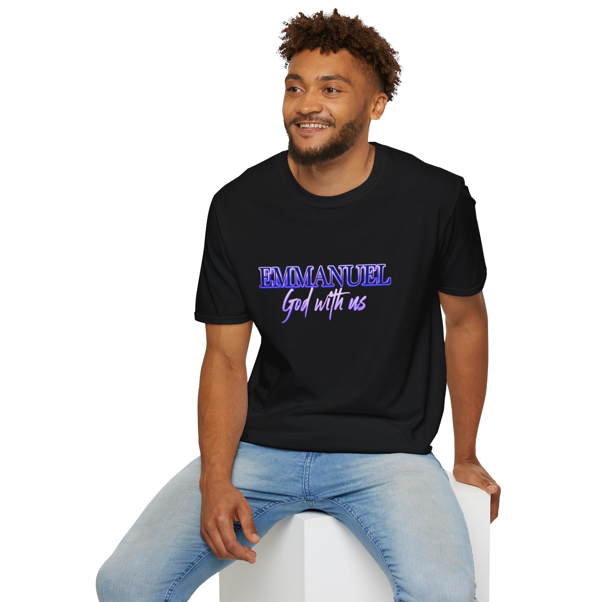Emmanuel "God with us" Name of God Unisex T-Shirt | Purple Script Tee