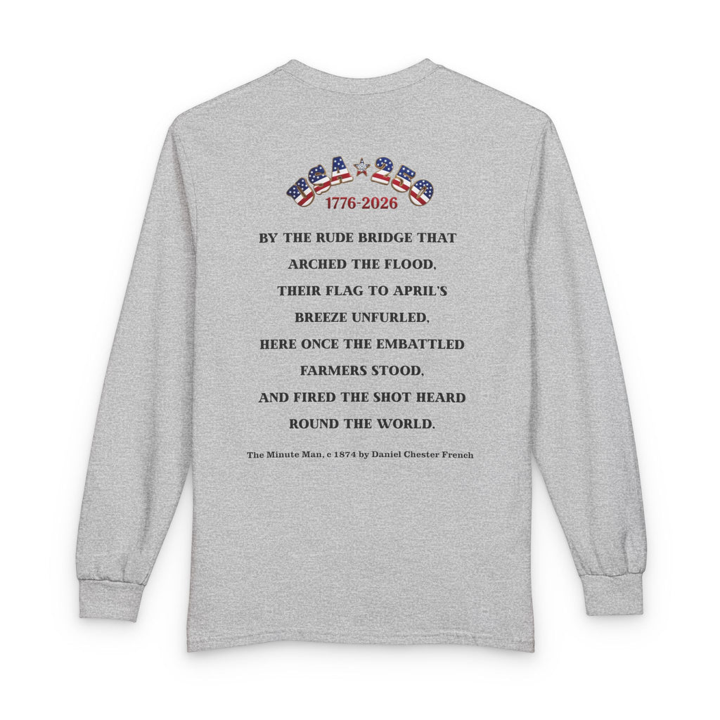 Proud Descendant of a Patriot Unisex Long Sleeve Tee | Patriot Ancestor USA 250, Personalized