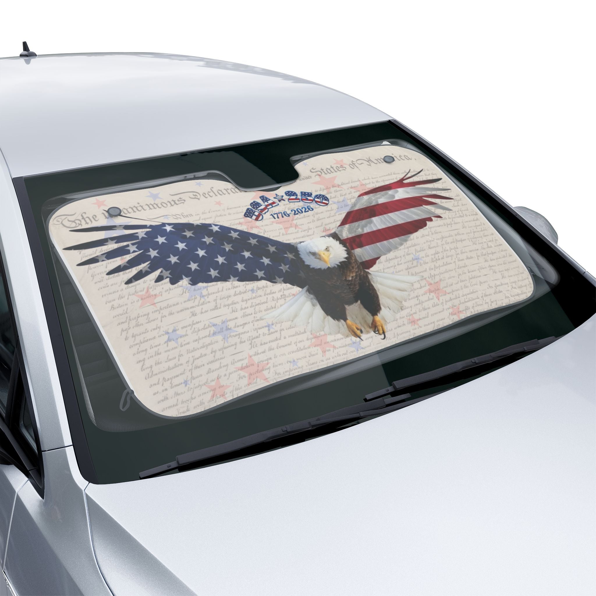 American Eagle 1776-2026 Car Sun Shade | Patriotic Windshield Cover | Declaration of Independence, USA 250 Tribute