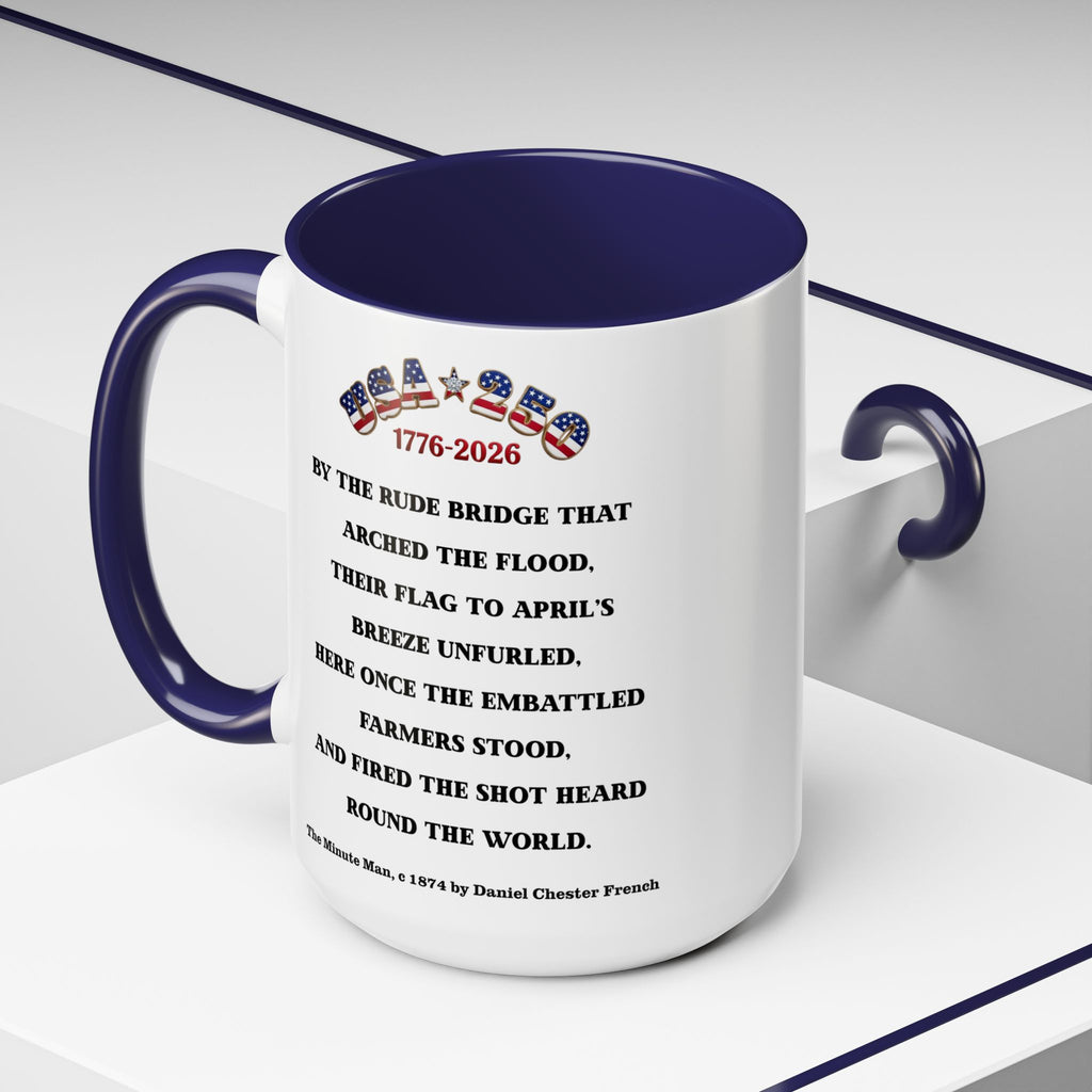 Descendant of a Patriot Coffee Mug (15oz) Vintage Minute Man Statue, Betsy Ross Flag, Personalize
