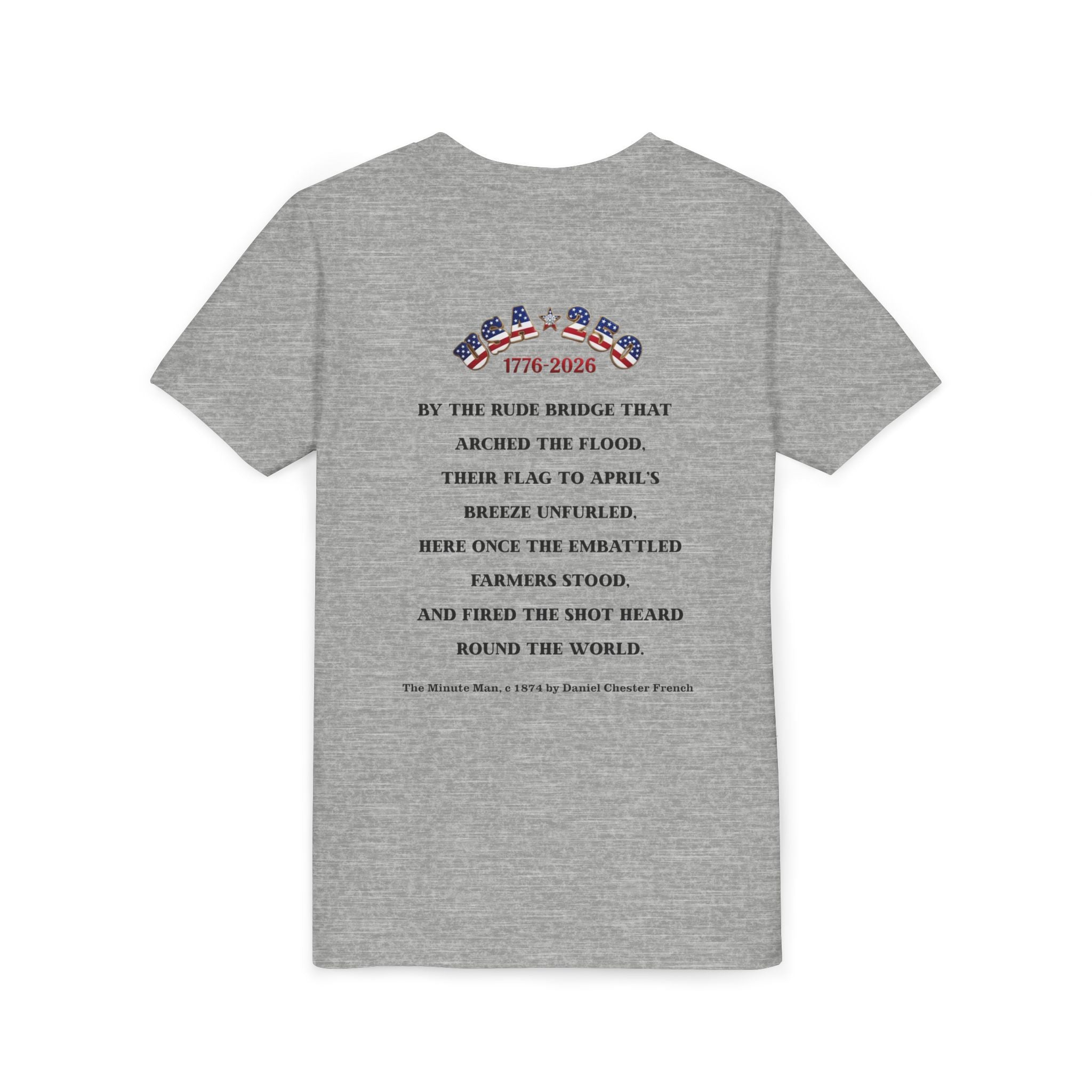 Proud Descendant of a Patriot Youth Short Sleeve Tee | Minute Man Statue and Poem | Personalize